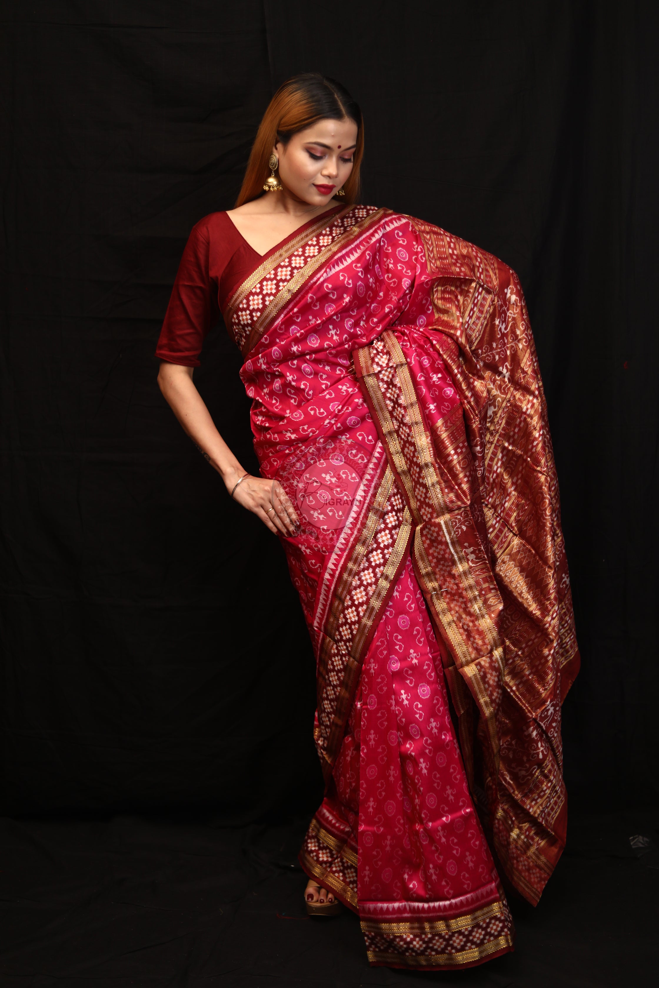 "Odisha Handloom Tissue Silk Saree with shimmering texture, elegant zari border, and lightweight drape, handcrafted by artisans"
