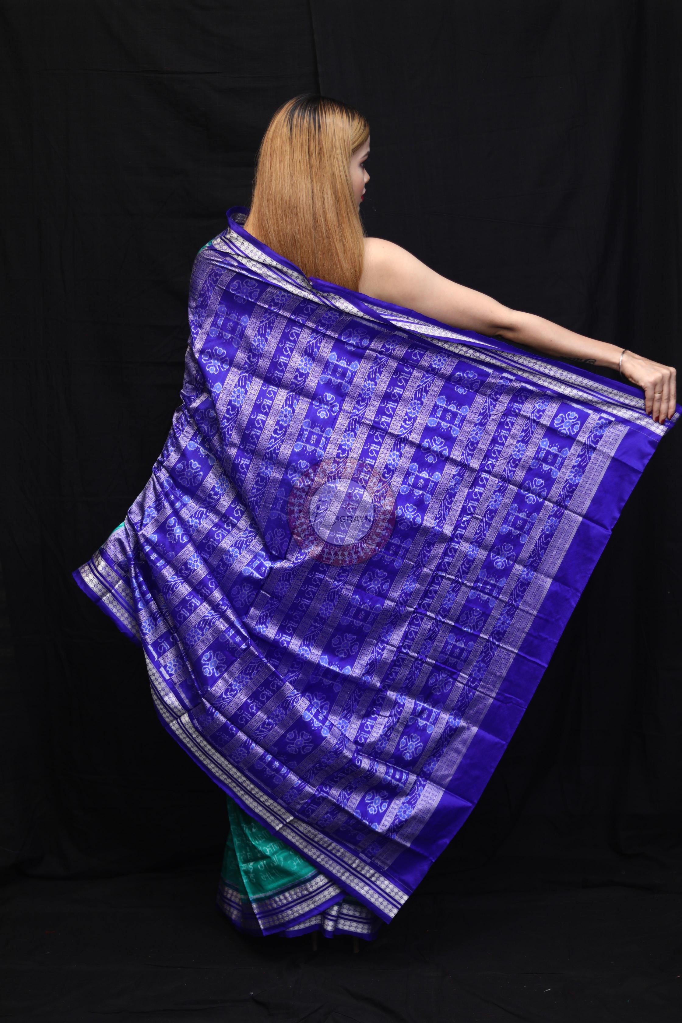 Sea Blue Maa Sambalpuri Silk Saree