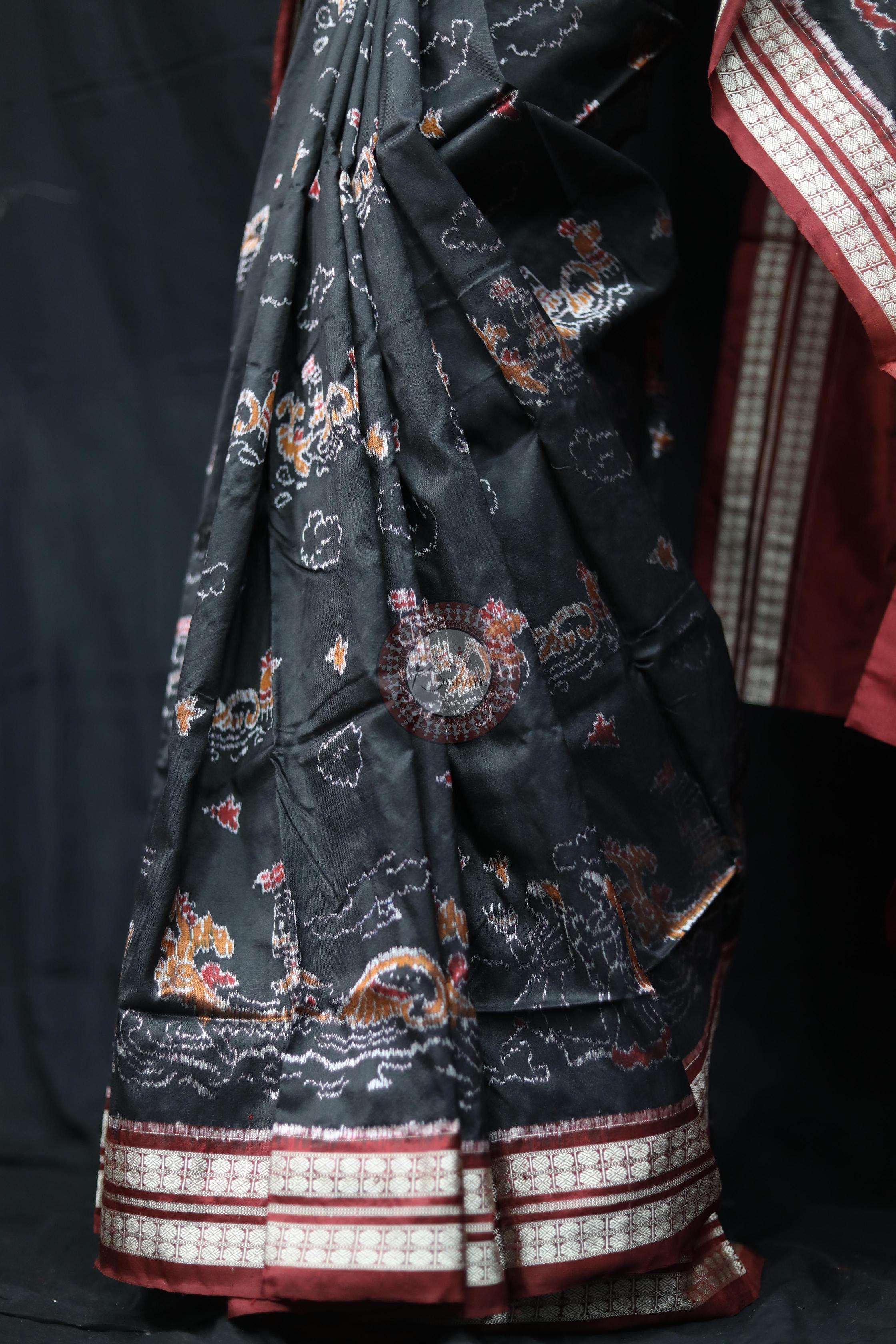 Black Boita Exclusive Sambalpuri Silk Saree