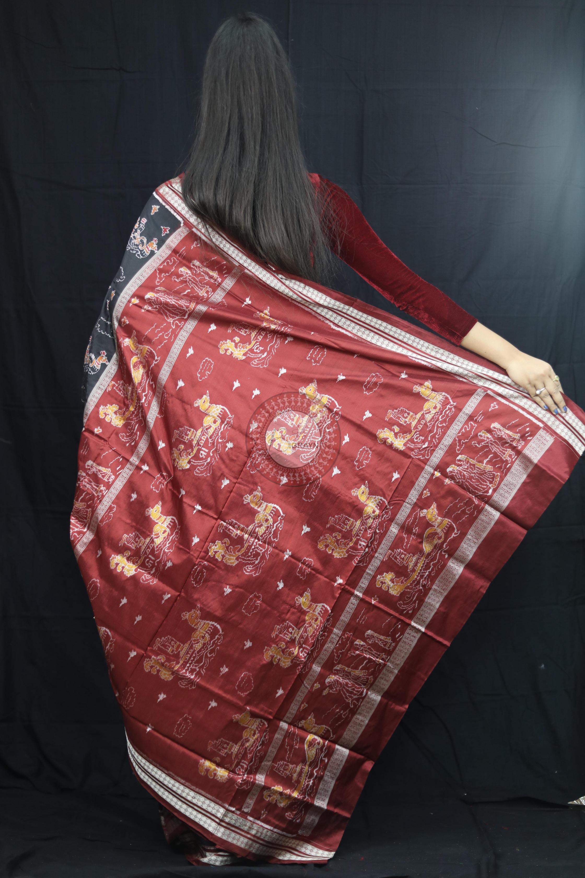 Black Boita Exclusive Sambalpuri Silk Saree