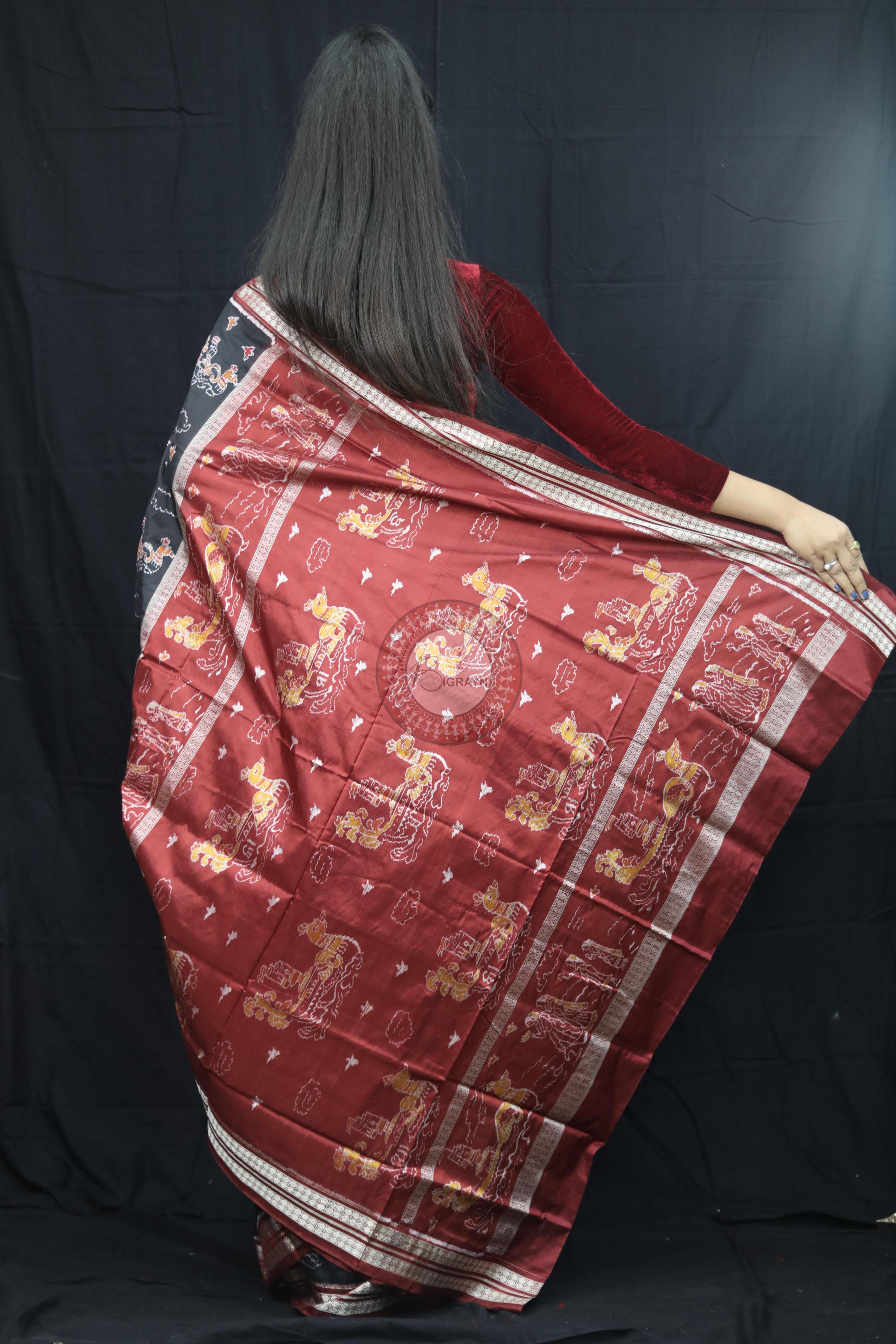 Black Boita Exclusive Sambalpuri Silk Saree