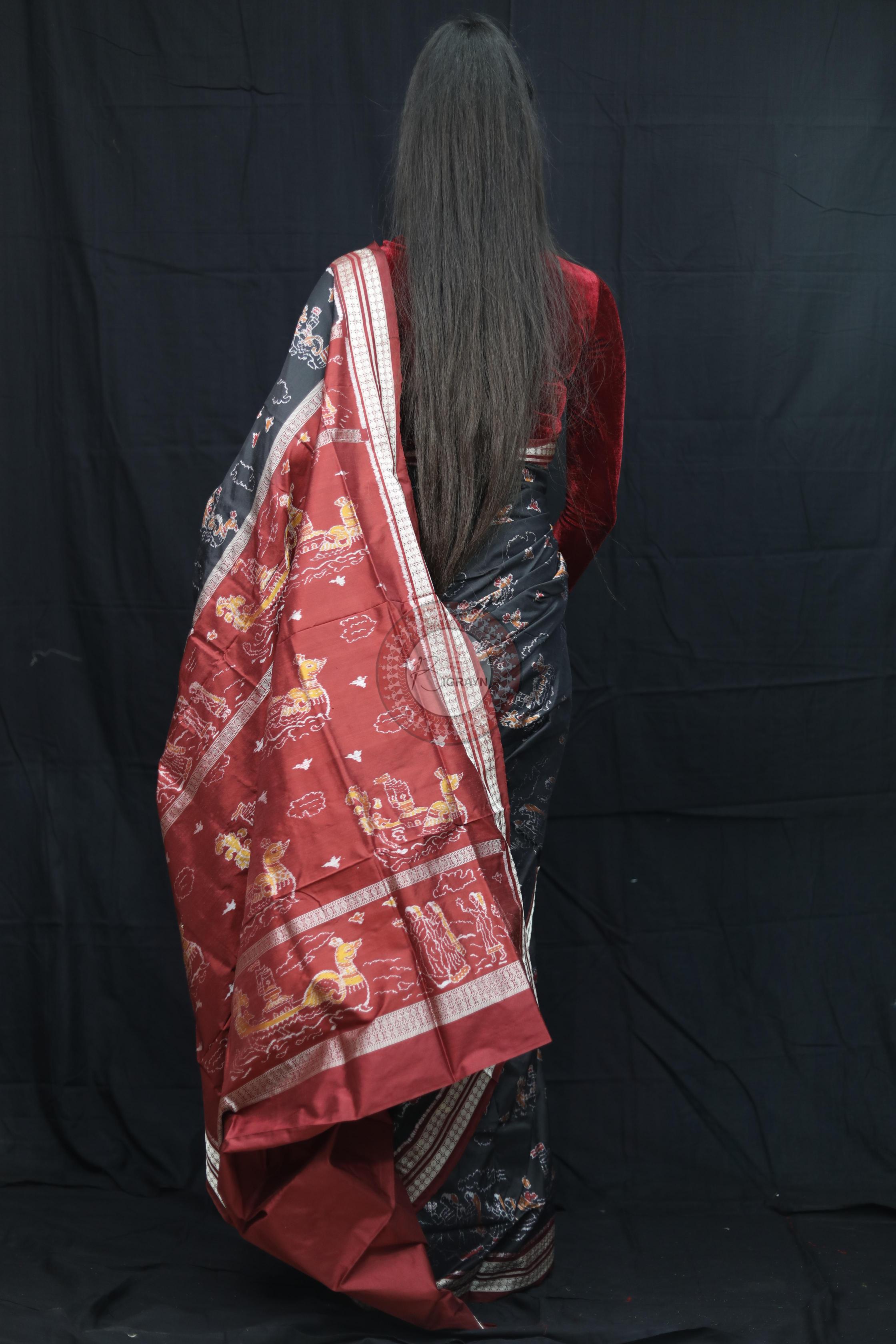 Black Boita Exclusive Sambalpuri Silk Saree