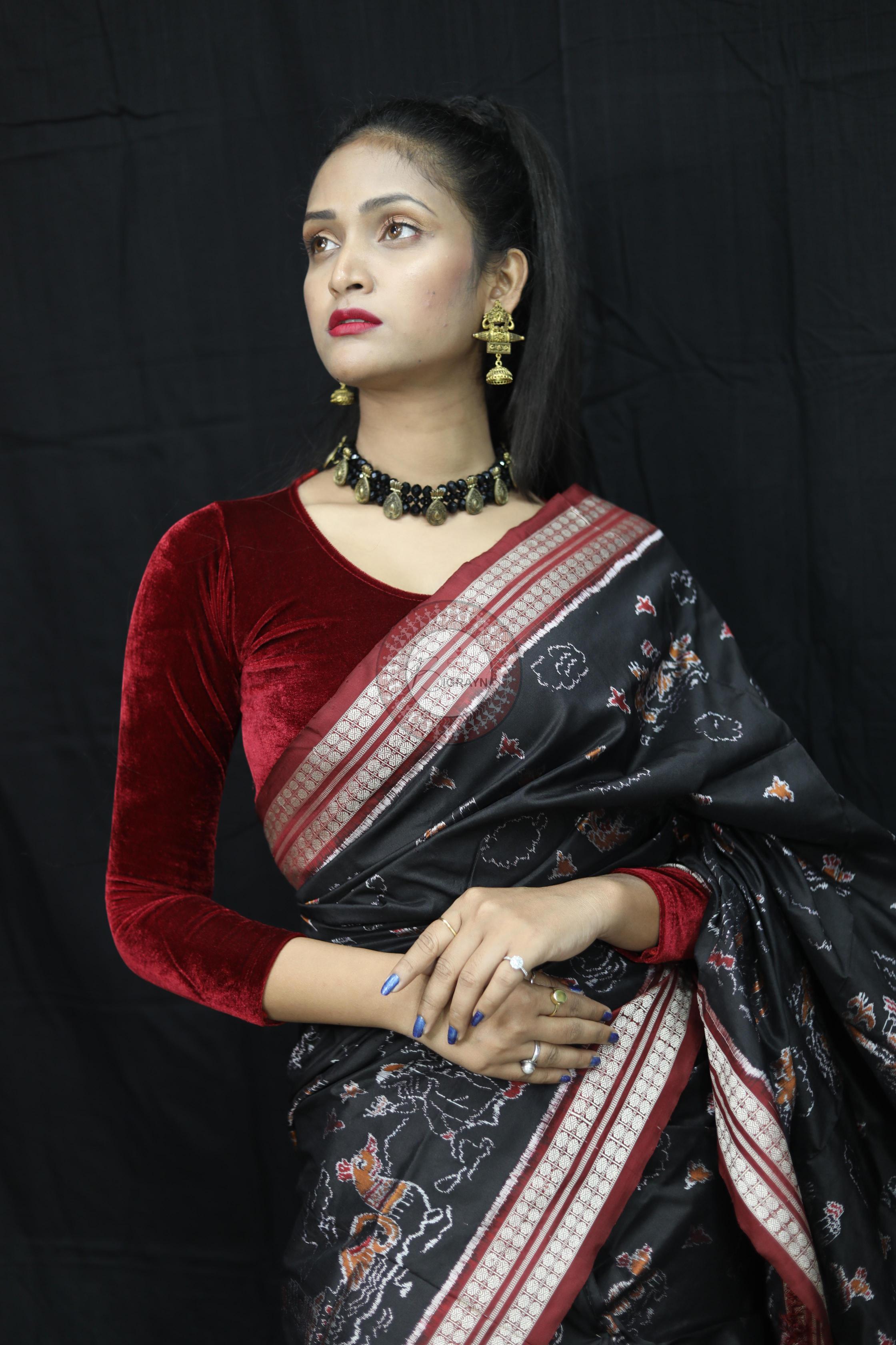 Black Boita Exclusive Sambalpuri Silk Saree