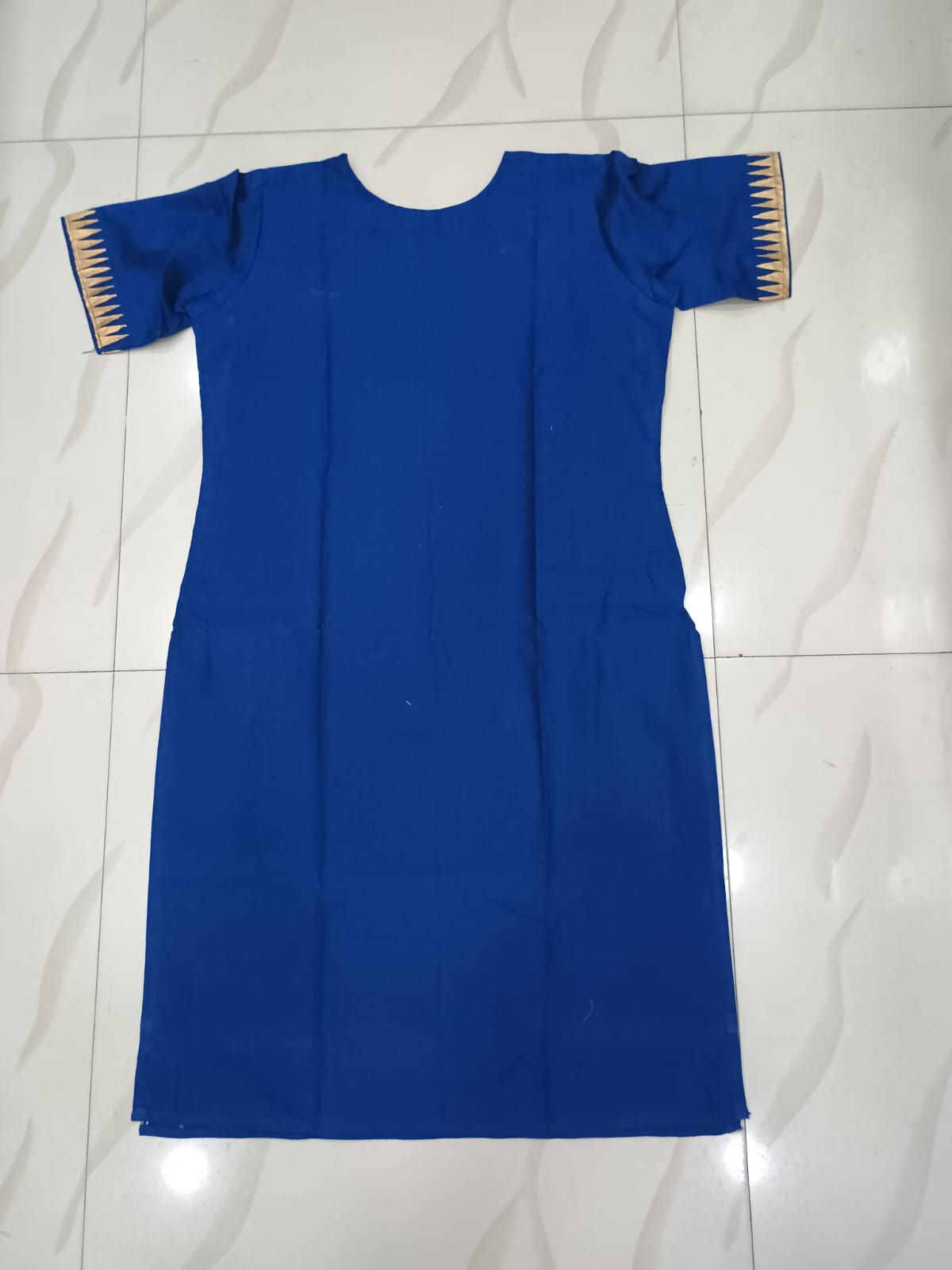 Navy Blue Tribal Family Art Hand Painted Cotton Pattachitra Kurti