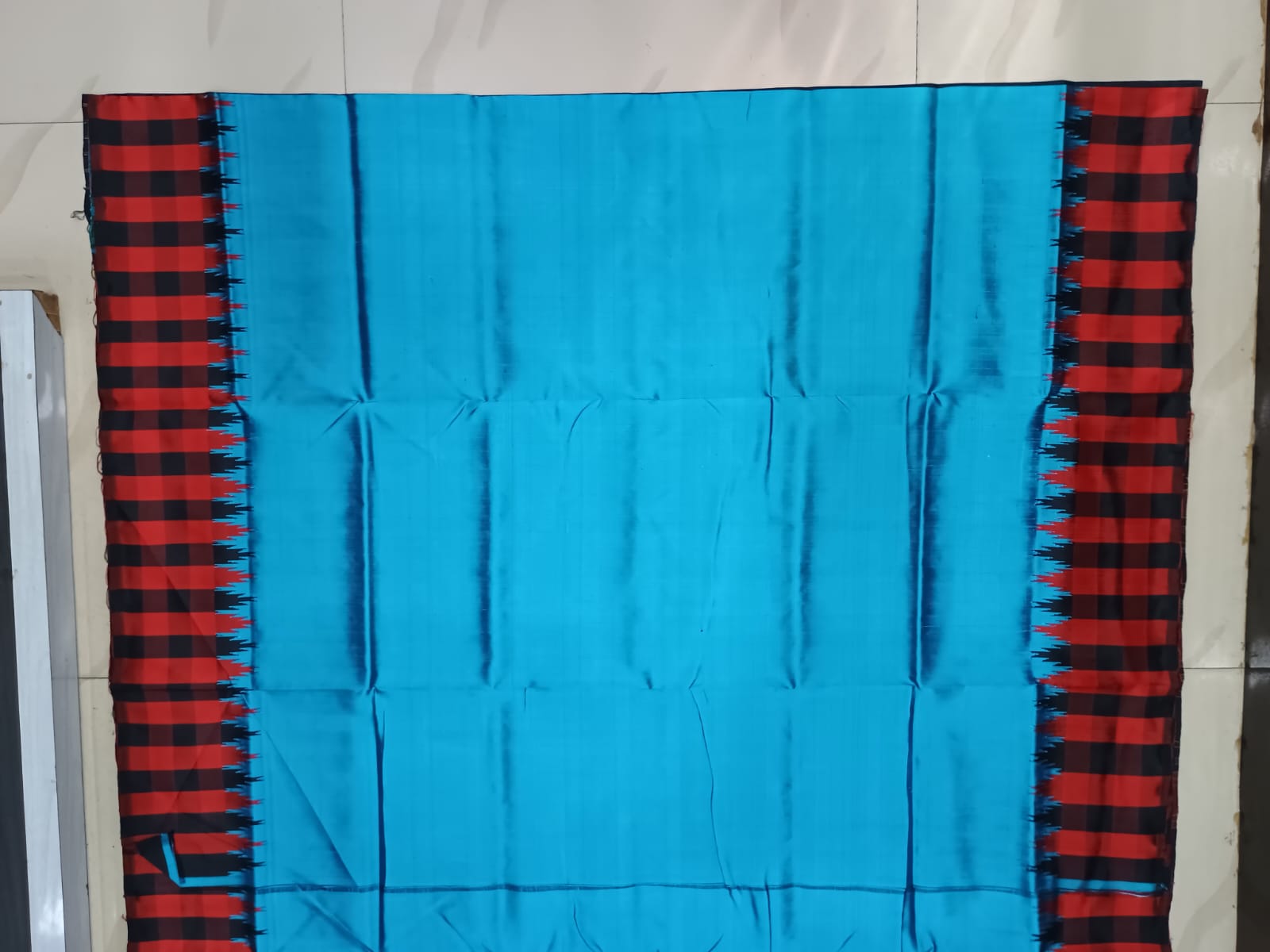 Copper Sulphate Red Multi Colour Double Anchal Berhampuri Silk Saree