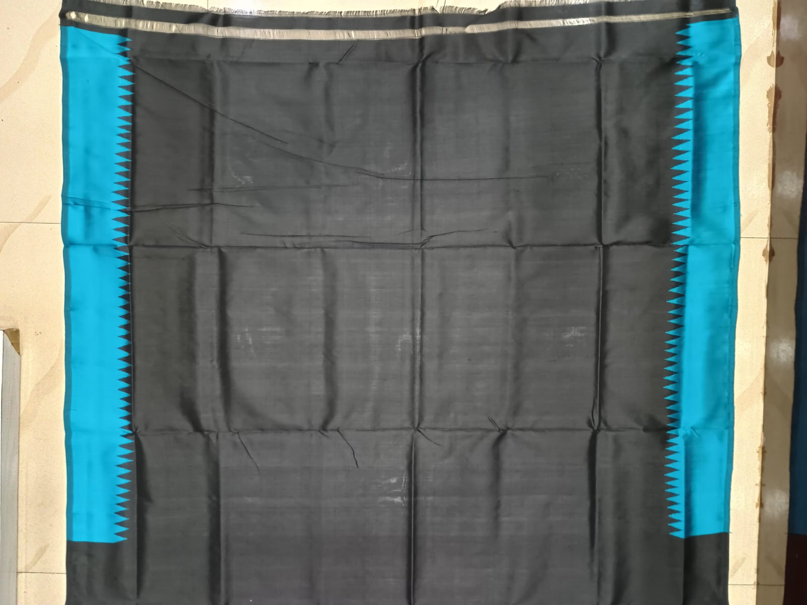 Black Copper Sulphate Multi Colour Double Anchal Berhampuri Silk Saree