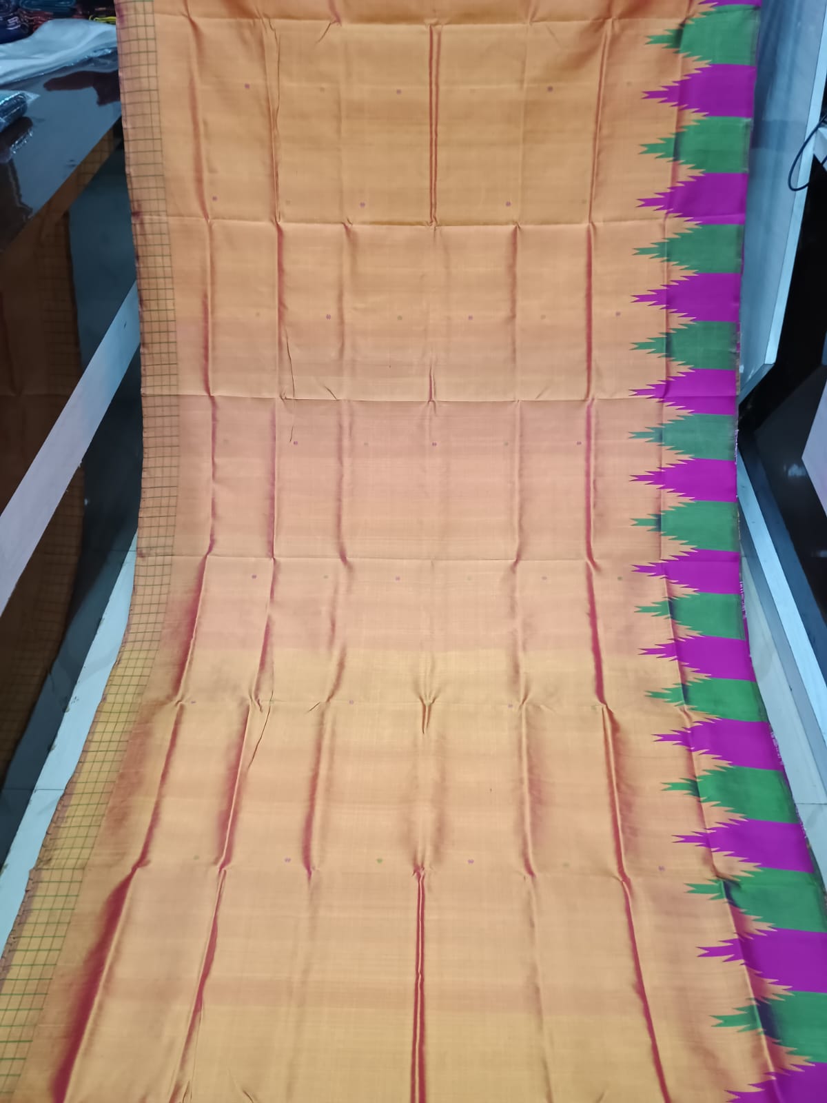Rust Multi Colour Kumbha Double Anchal Berhampuri Silk Saree