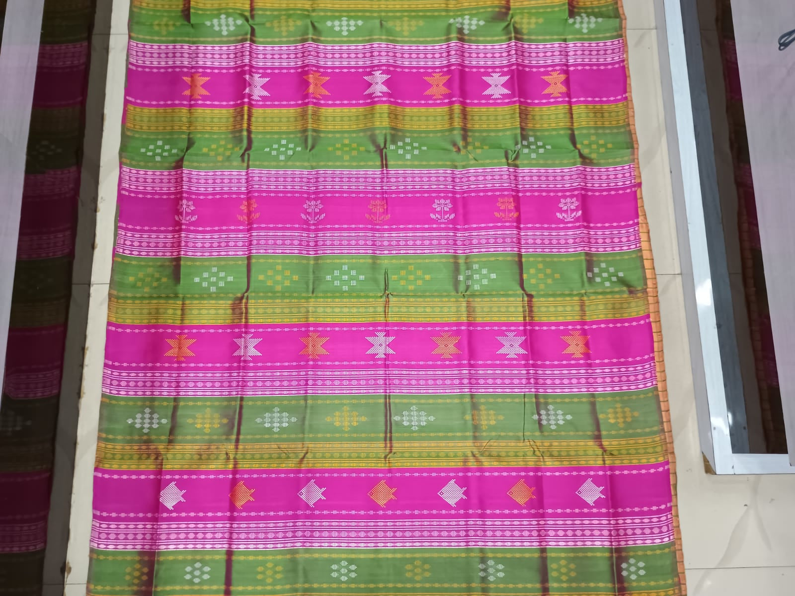 Rust Multi Colour Kumbha Double Anchal Berhampuri Silk Saree
