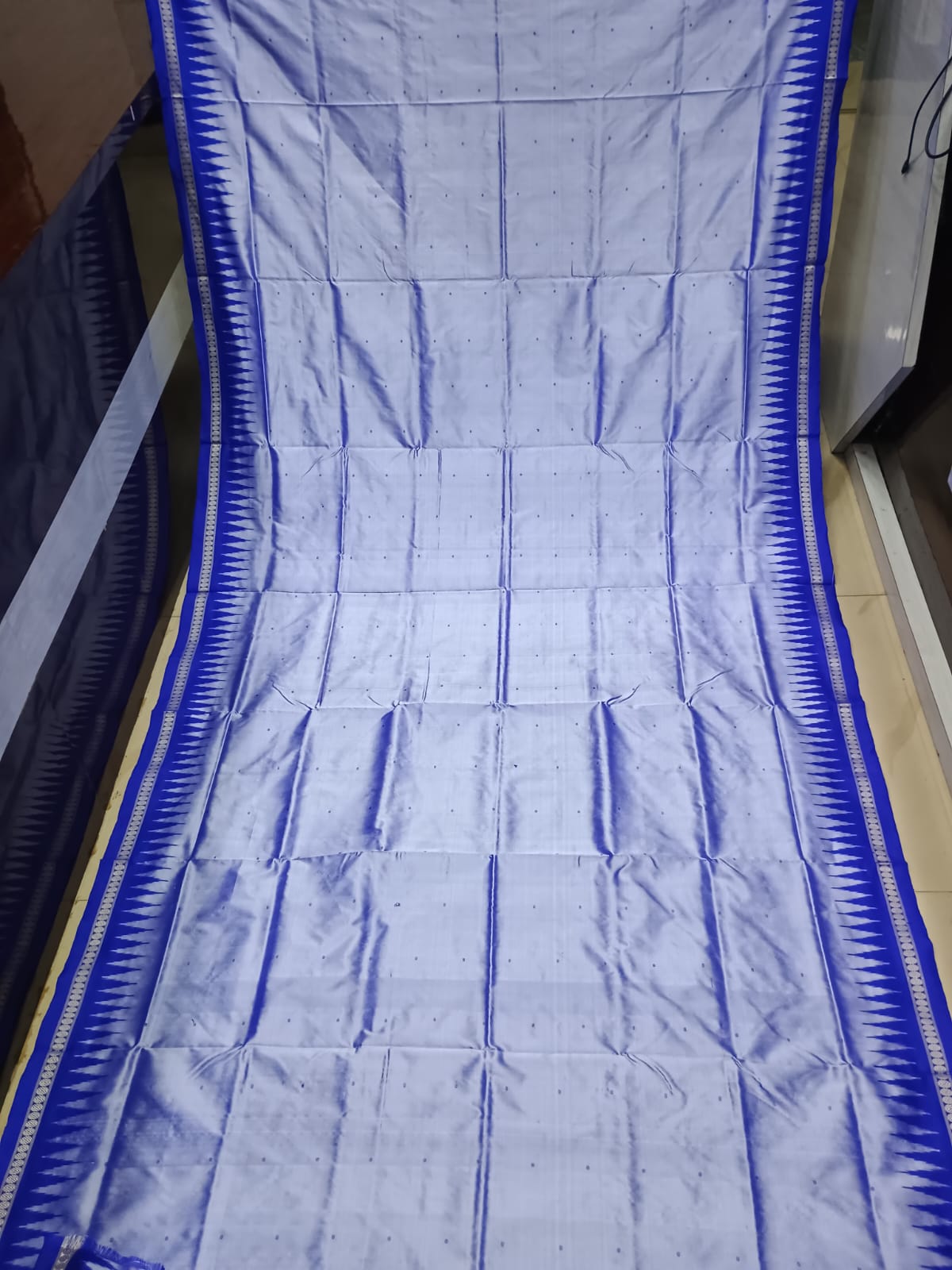 Lavender Blue Buti Bomkai Silk Saree