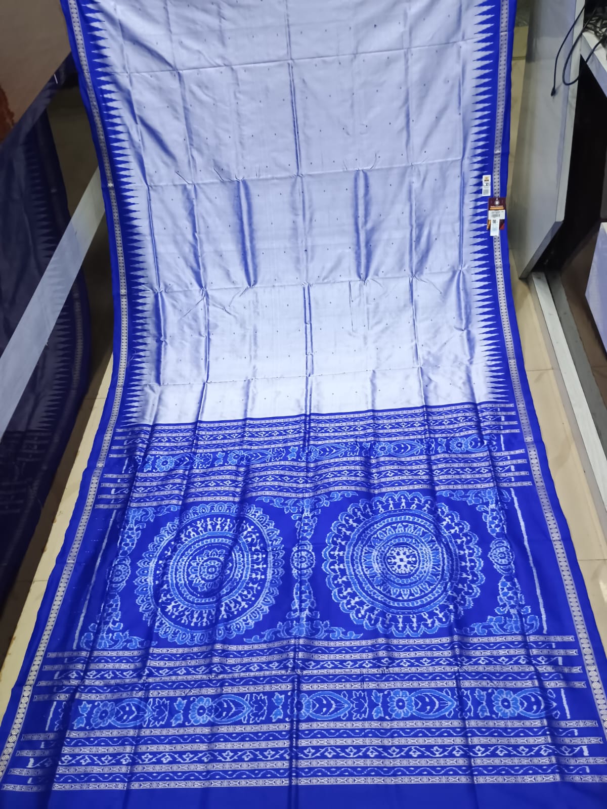 Lavender Blue Buti Bomkai Silk Saree