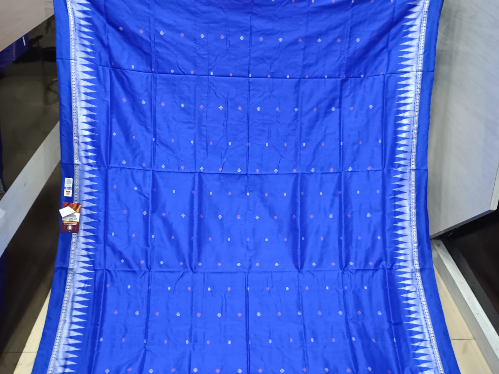 Blue Silver Ek Phulia Bomkai Silk Saree