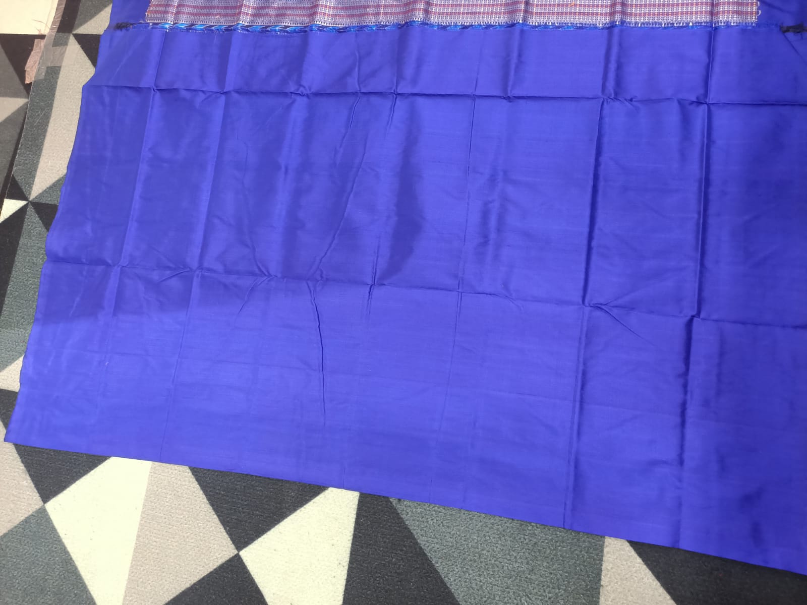 Pink Blue Flower Design Bomkai Silk Saree