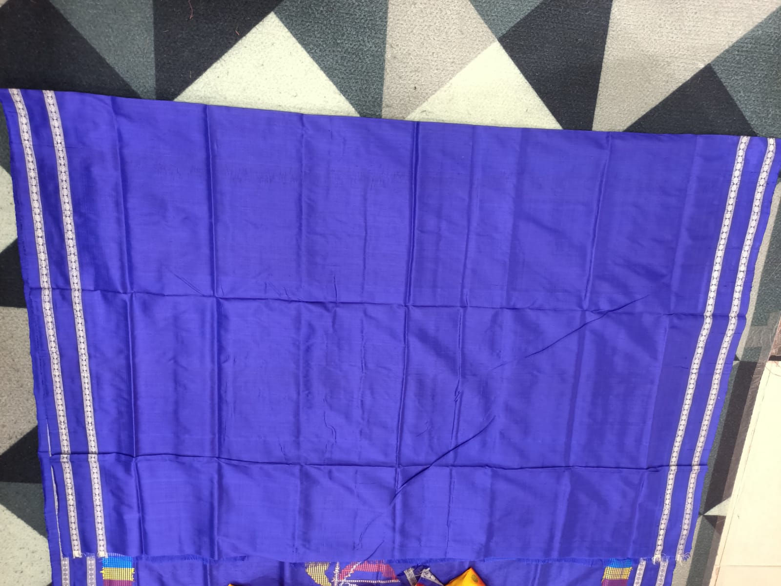 Golden Yellow Blue Boita Bomkai Silk Saree