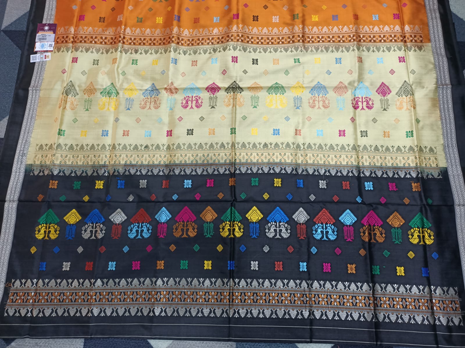 Yellow Multi Colour Teracota Design Bomkai Silk Saree