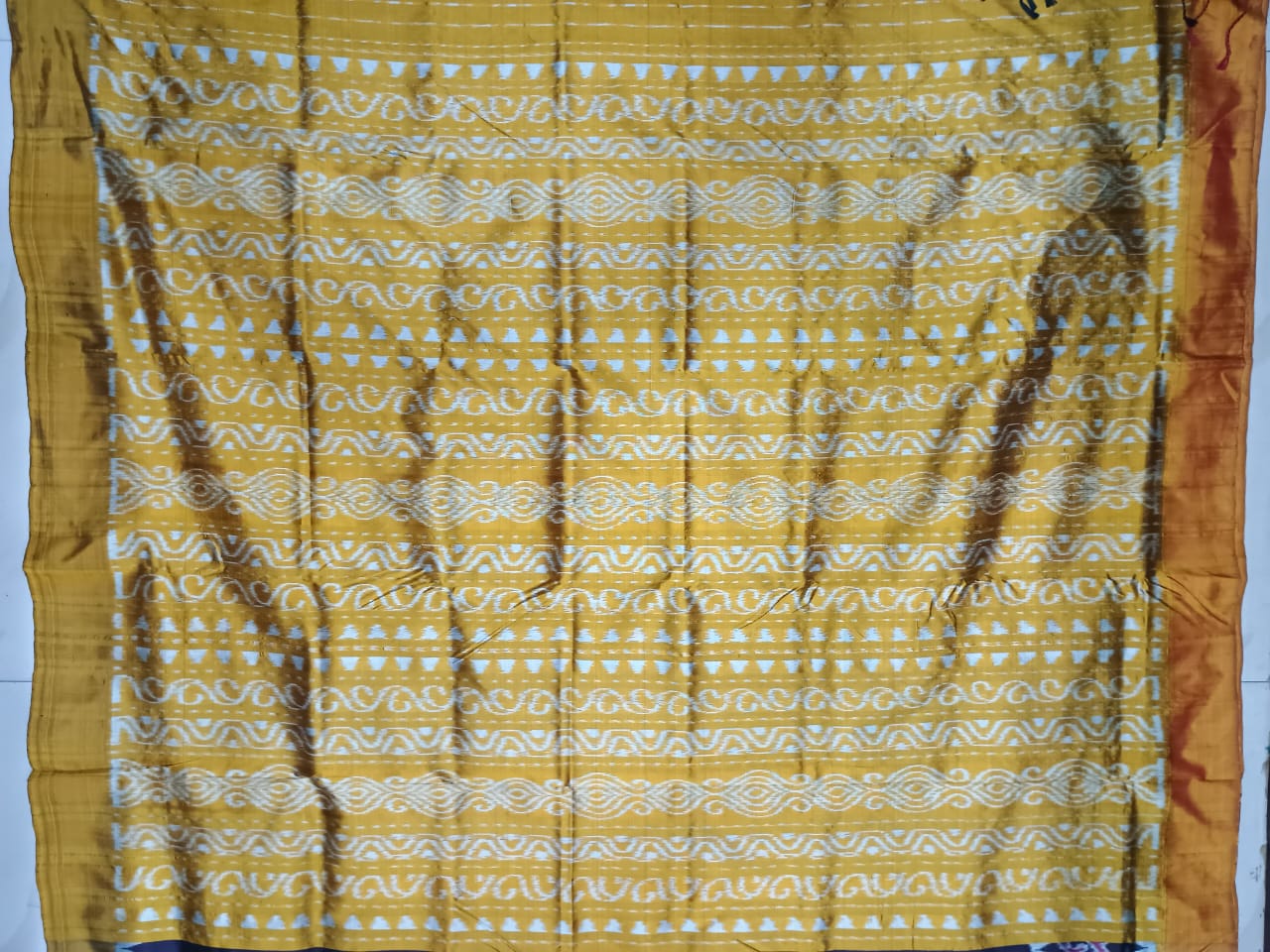 Black Mustard Yellow Neelachakra Design Mulberry Silk Saree