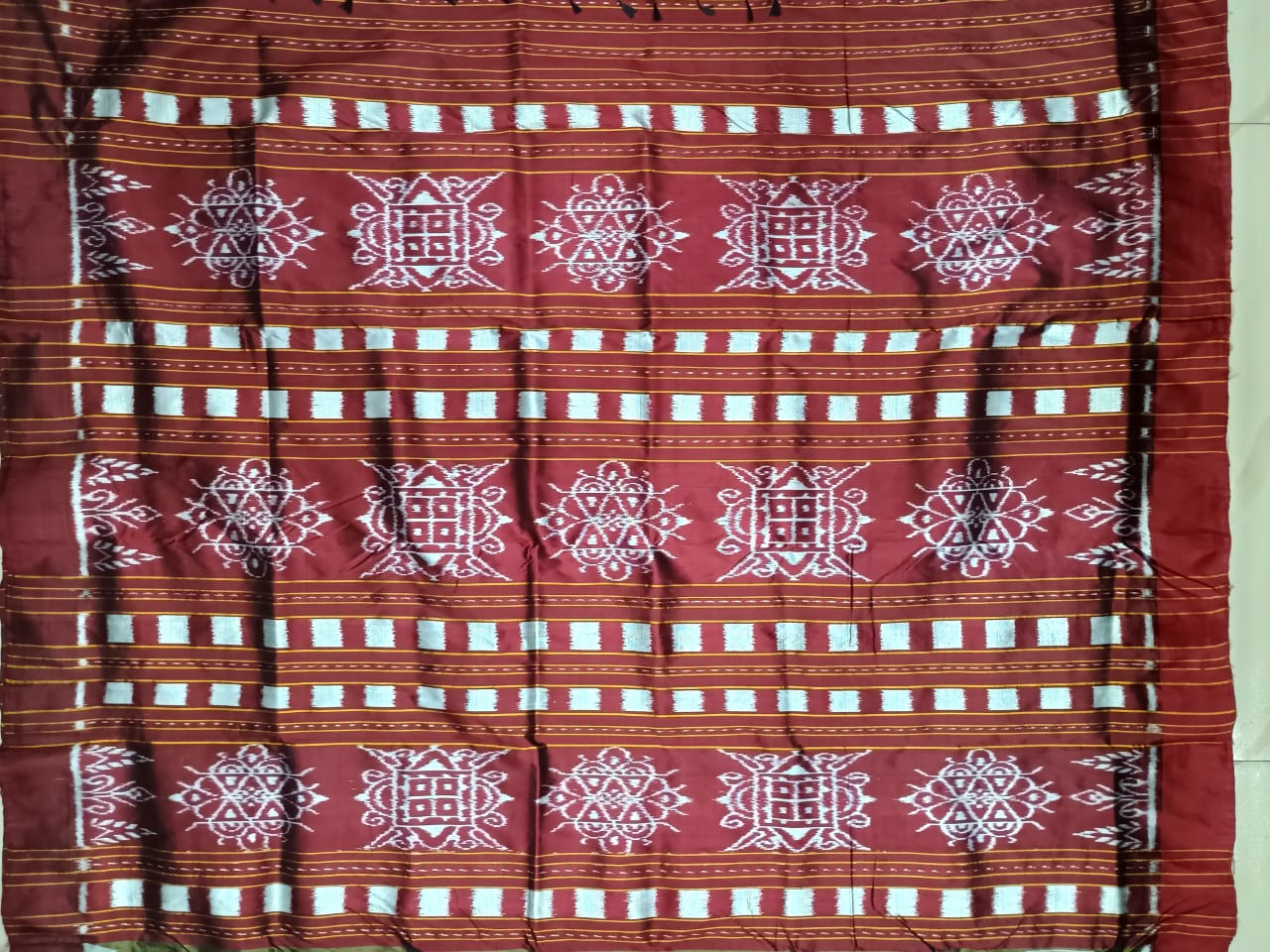 Olive Green Maroon Scot Elephant Design Mulberry Silk Saree