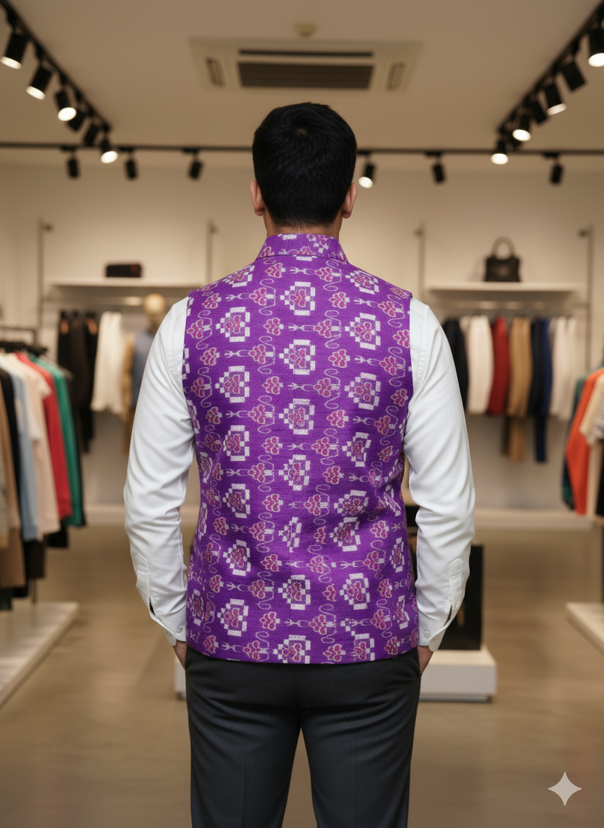 Purple Pasapali And Flower Bandha Men’s Jacket