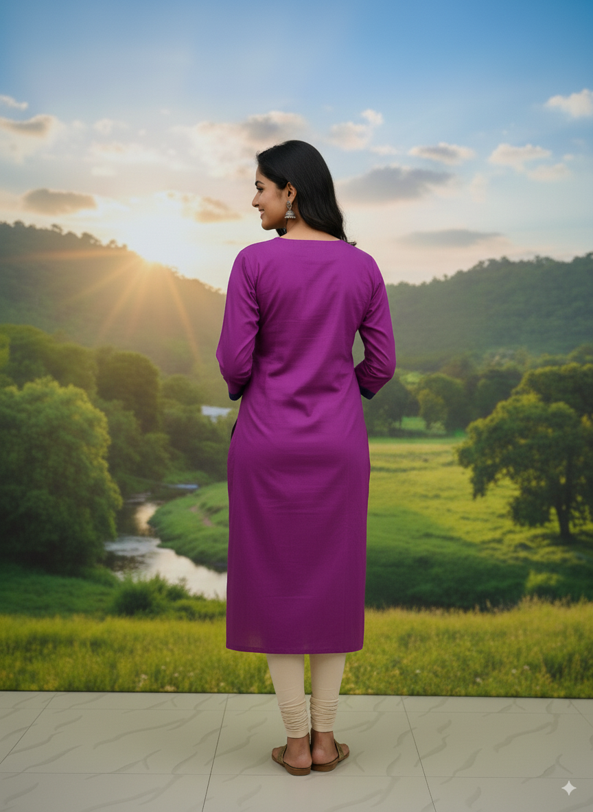 Black Purple Tribal And House Designer A-Line Kurti
