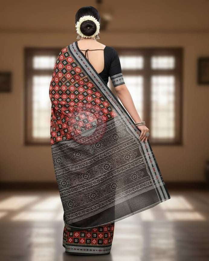 Red Black Mini Pasapali Odisha Handloom Sambalpuri Cotton