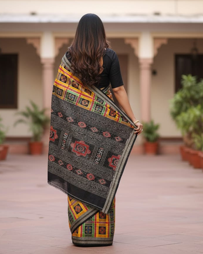Multi Color Utkal Laxmi Sambalpuri Cotton Saree