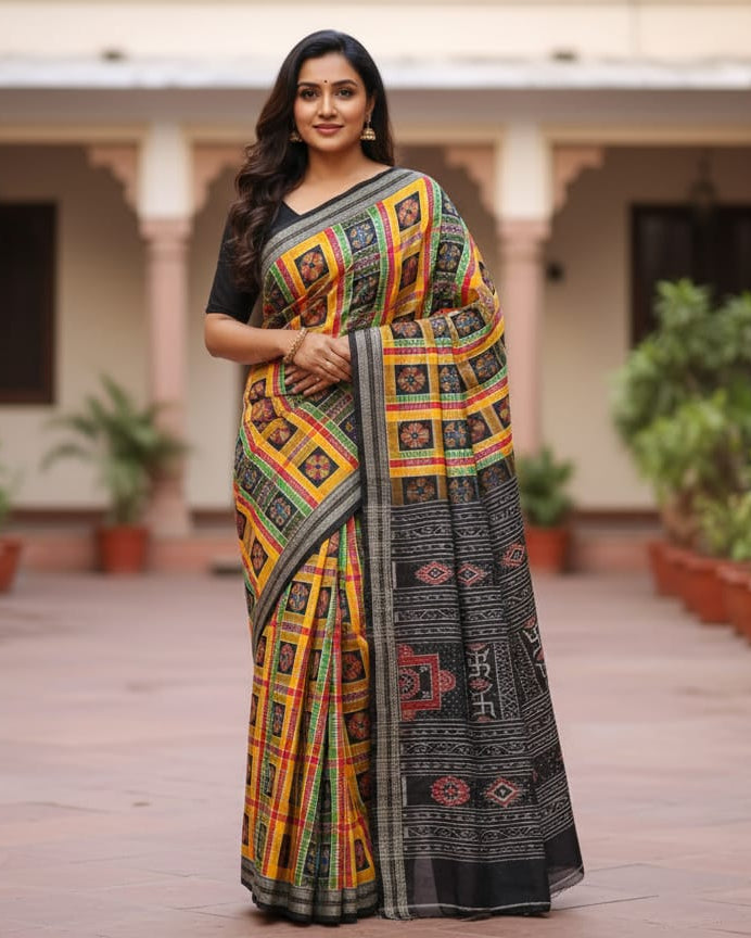 Multi Color Utkal Laxmi Sambalpuri Cotton Saree
