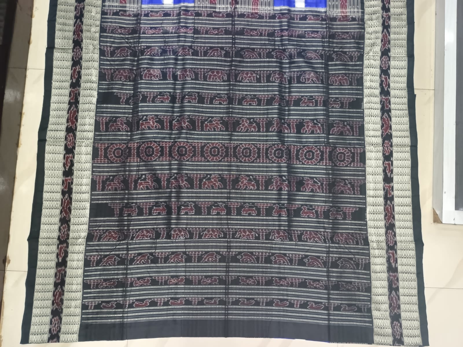 Blue Black Bichitrapuri Design Sambalpuri Silk Saree