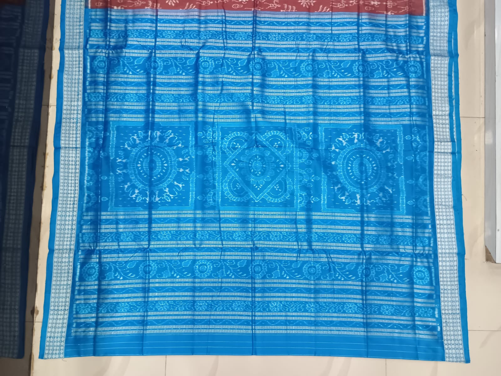 Reddish Brown Copper Sulphate Tribal And Tree Sambalpuri Silk Saree
