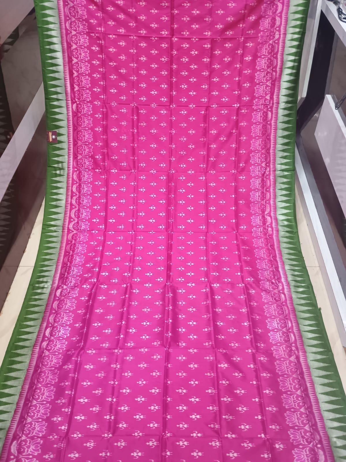 Magenta Mehendi Green Tribal Ek Chandia Sambalpuri Silk Saree