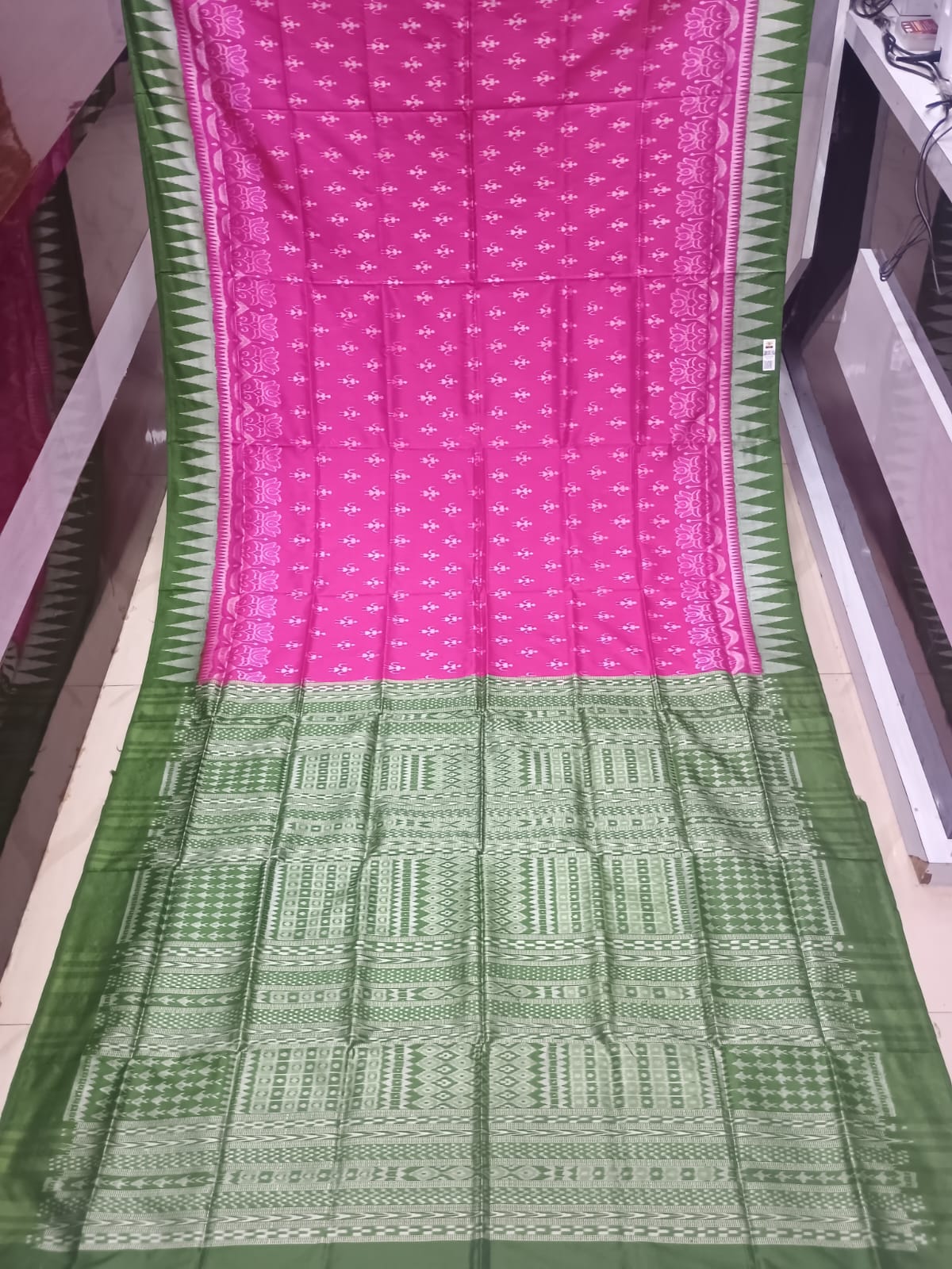 Magenta Mehendi Green Tribal Ek Chandia Sambalpuri Silk Saree