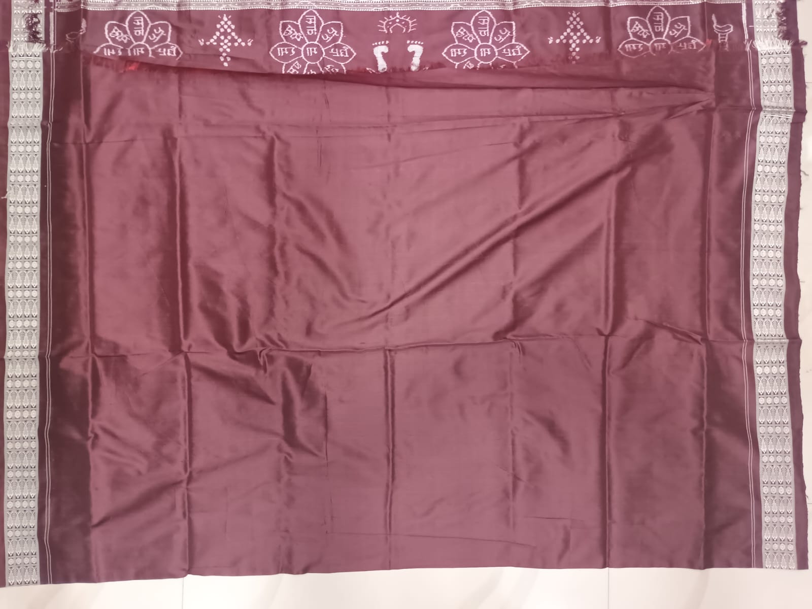 Red Coffee Sri Yantra Sambalpuri Silk Saree