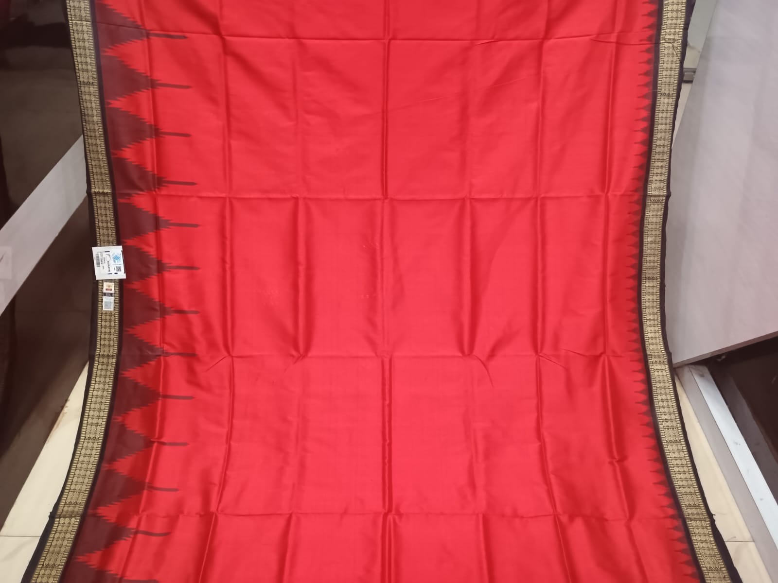 Red Black Phoda Kumbha Sambalpuri Silk Saree
