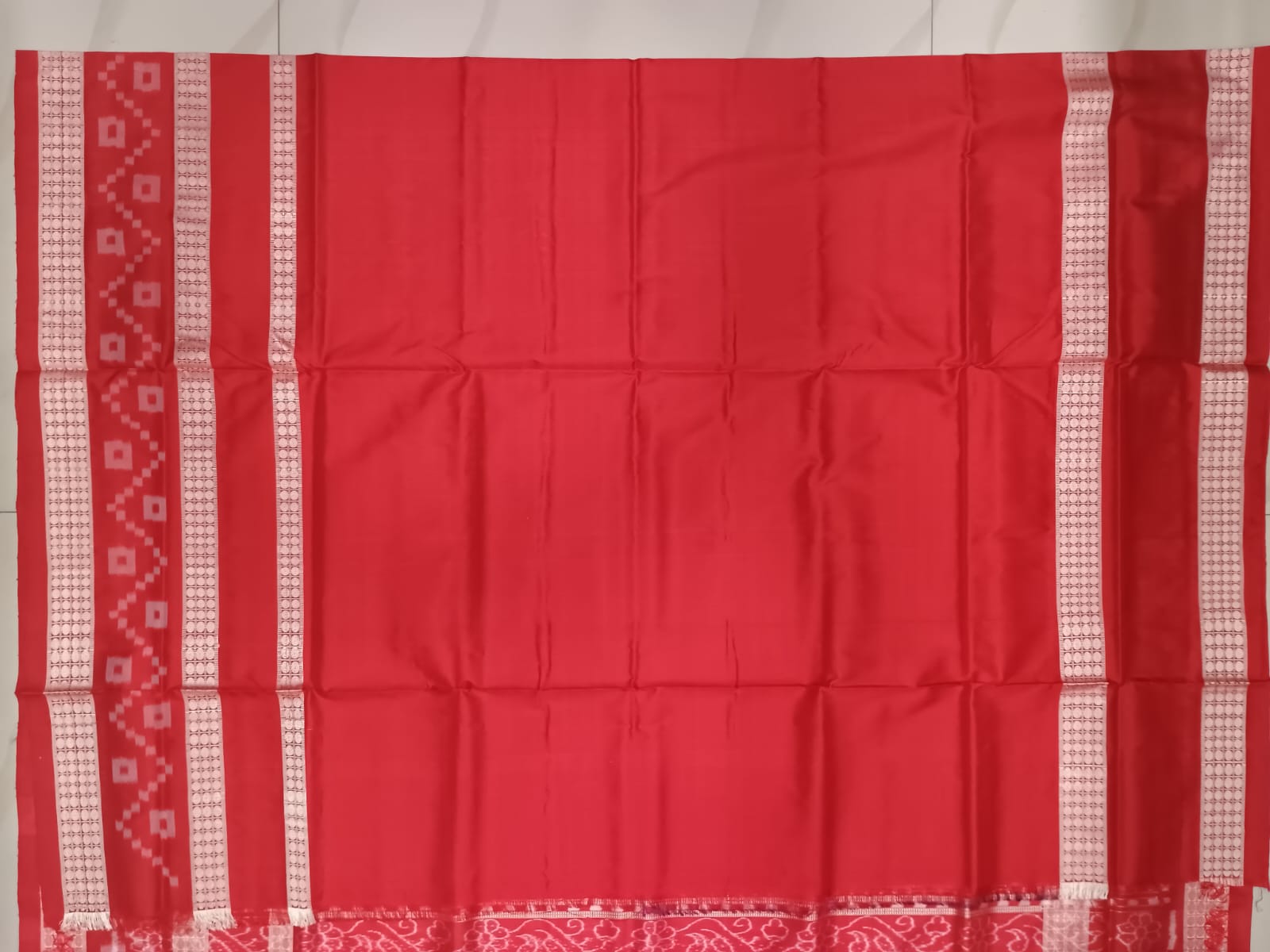 Blue Red Kadhi Design Sambalpuri Silk Saree