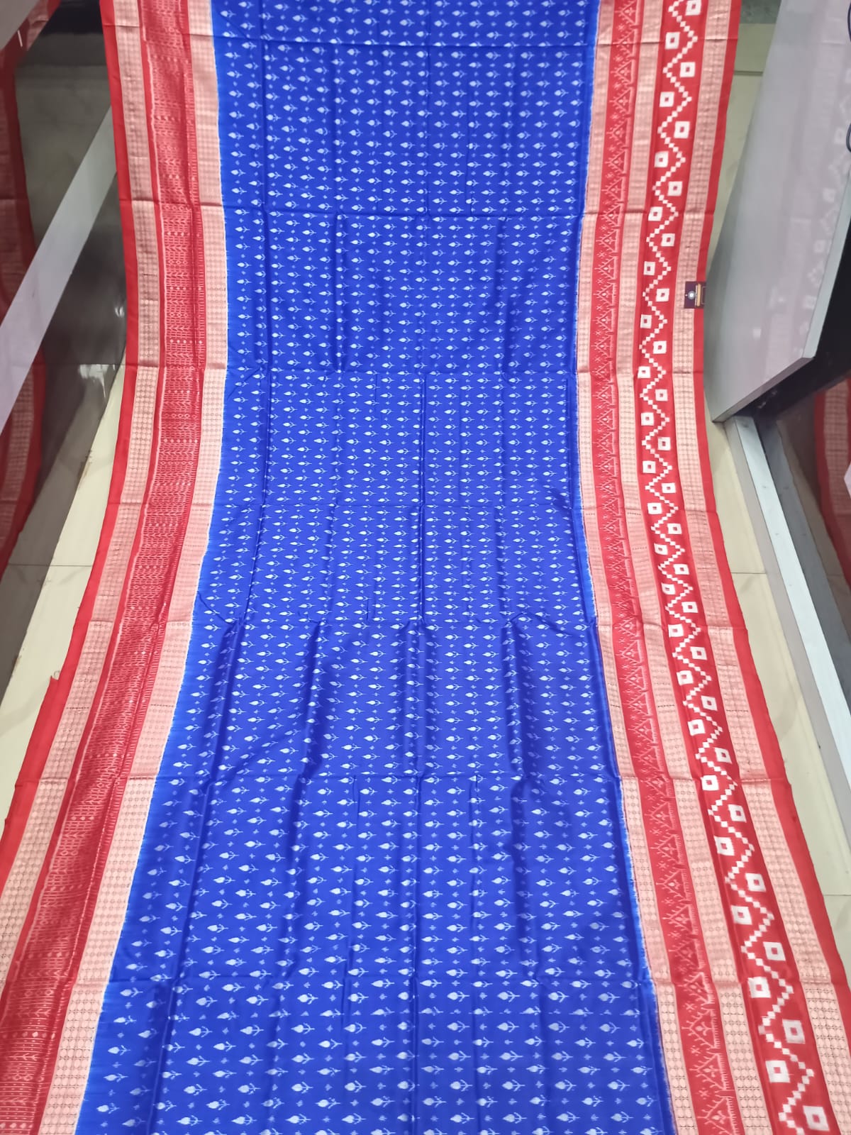 Blue Red Kadhi Design Sambalpuri Silk Saree
