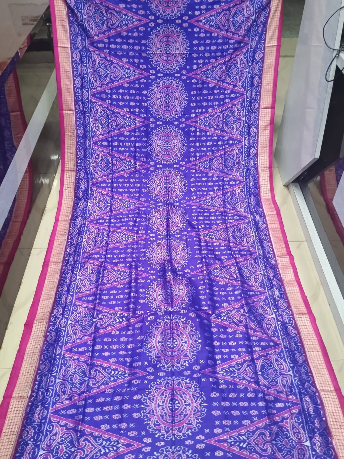 Blue Magenta Jhoti Design Sambalpuri Silk Saree