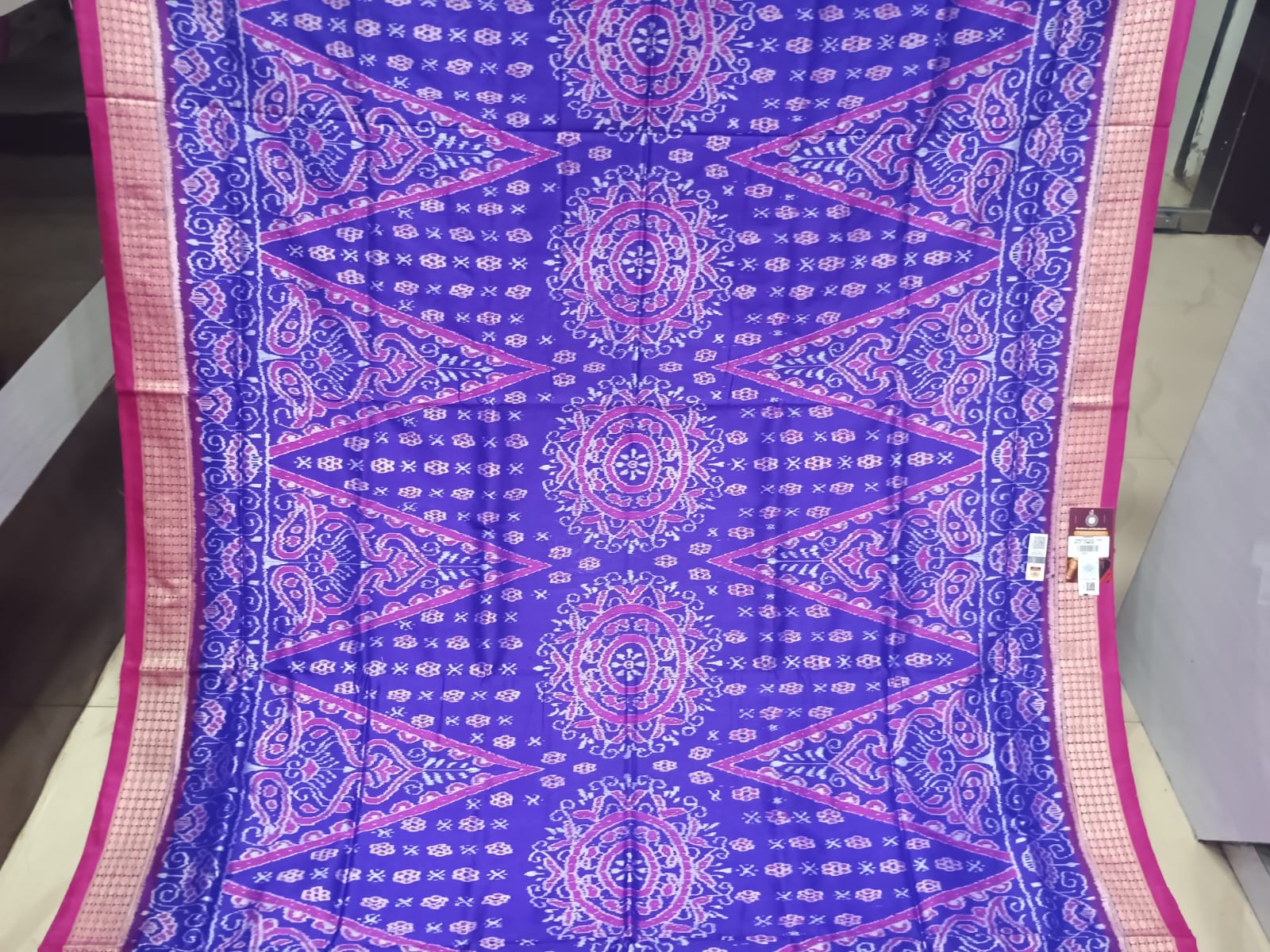 Blue Magenta Jhoti Design Sambalpuri Silk Saree