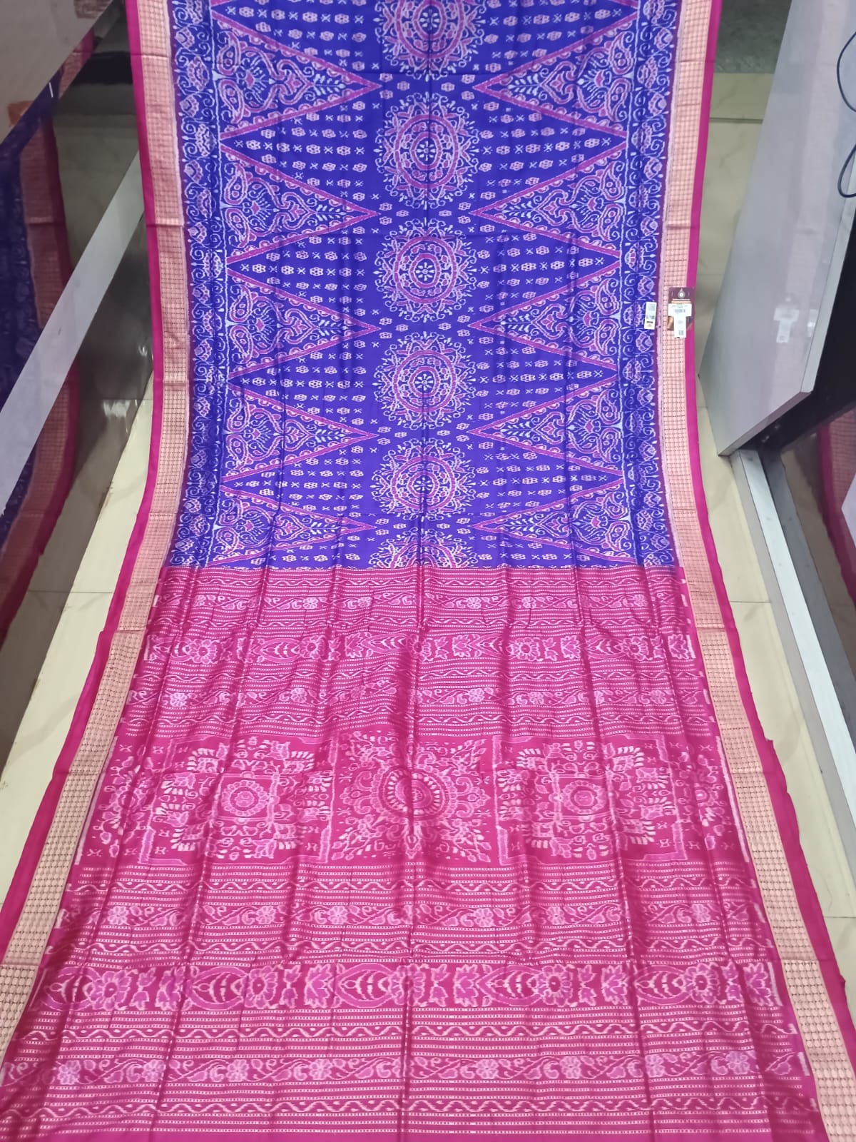 Blue Magenta Jhoti Design Sambalpuri Silk Saree