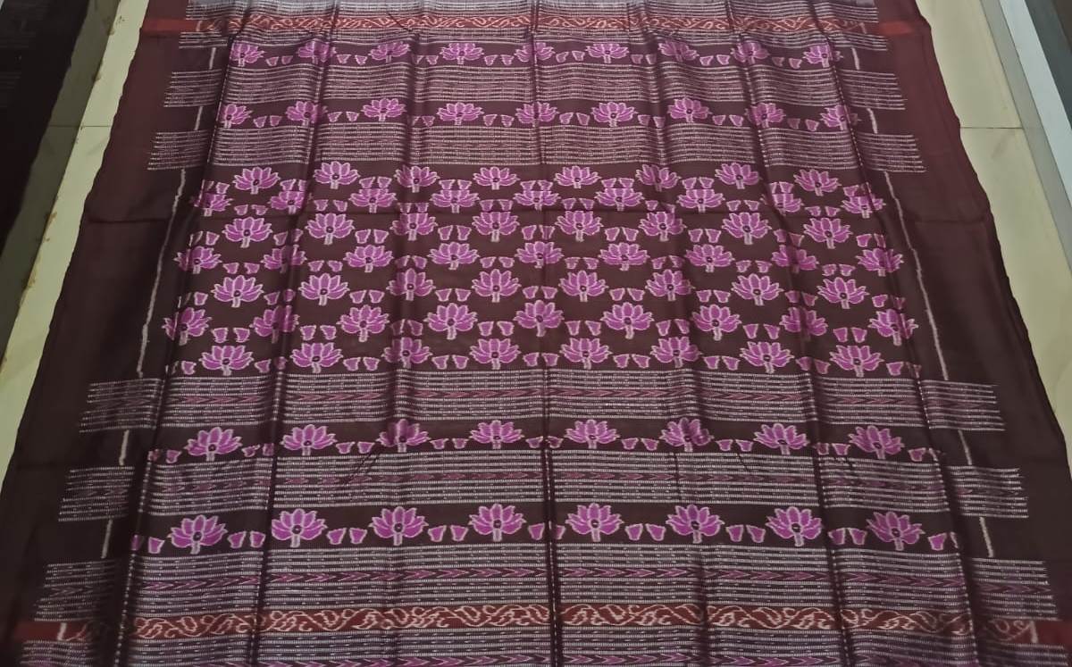 White Coffee Sachipar Design Sambalpuri Silk Saree