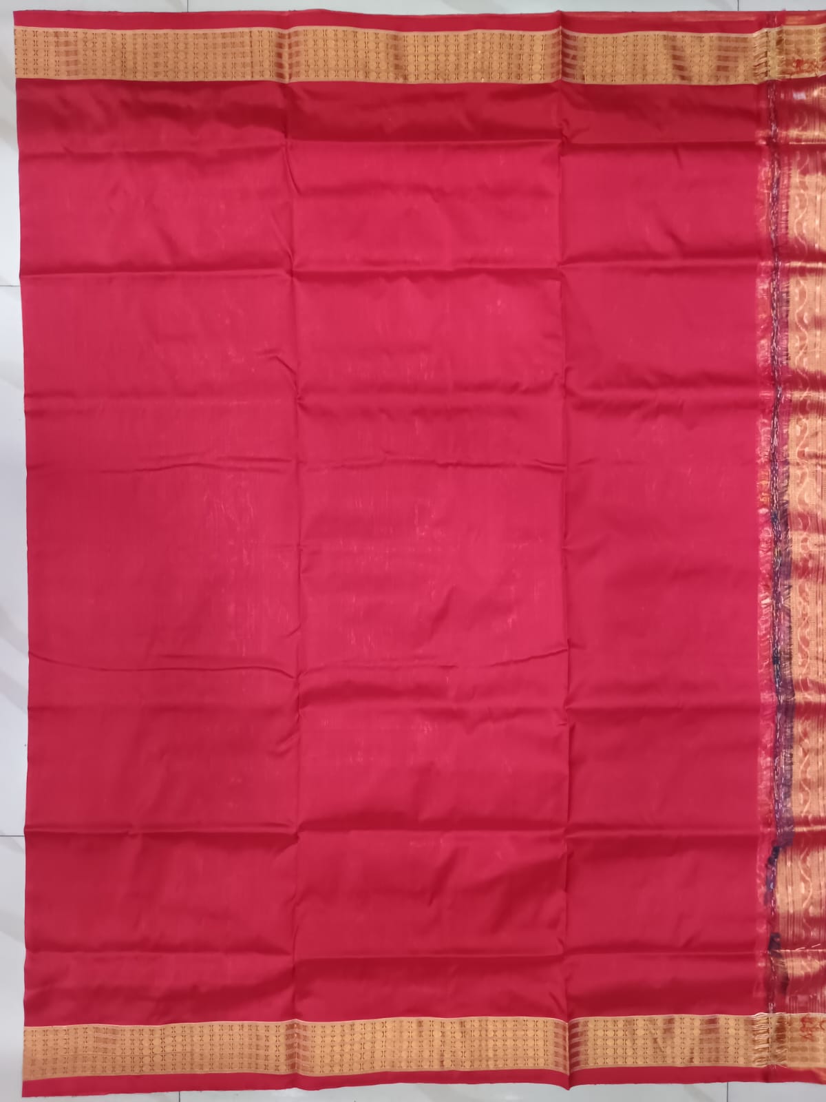 Black Red Odishi Face Half Tissue Sambalpuri Silk Saree