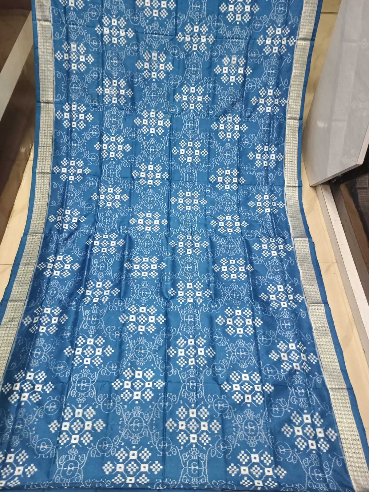 Indigo Blue Pasapali And Tribal Design Sambalpuri Silk Saree