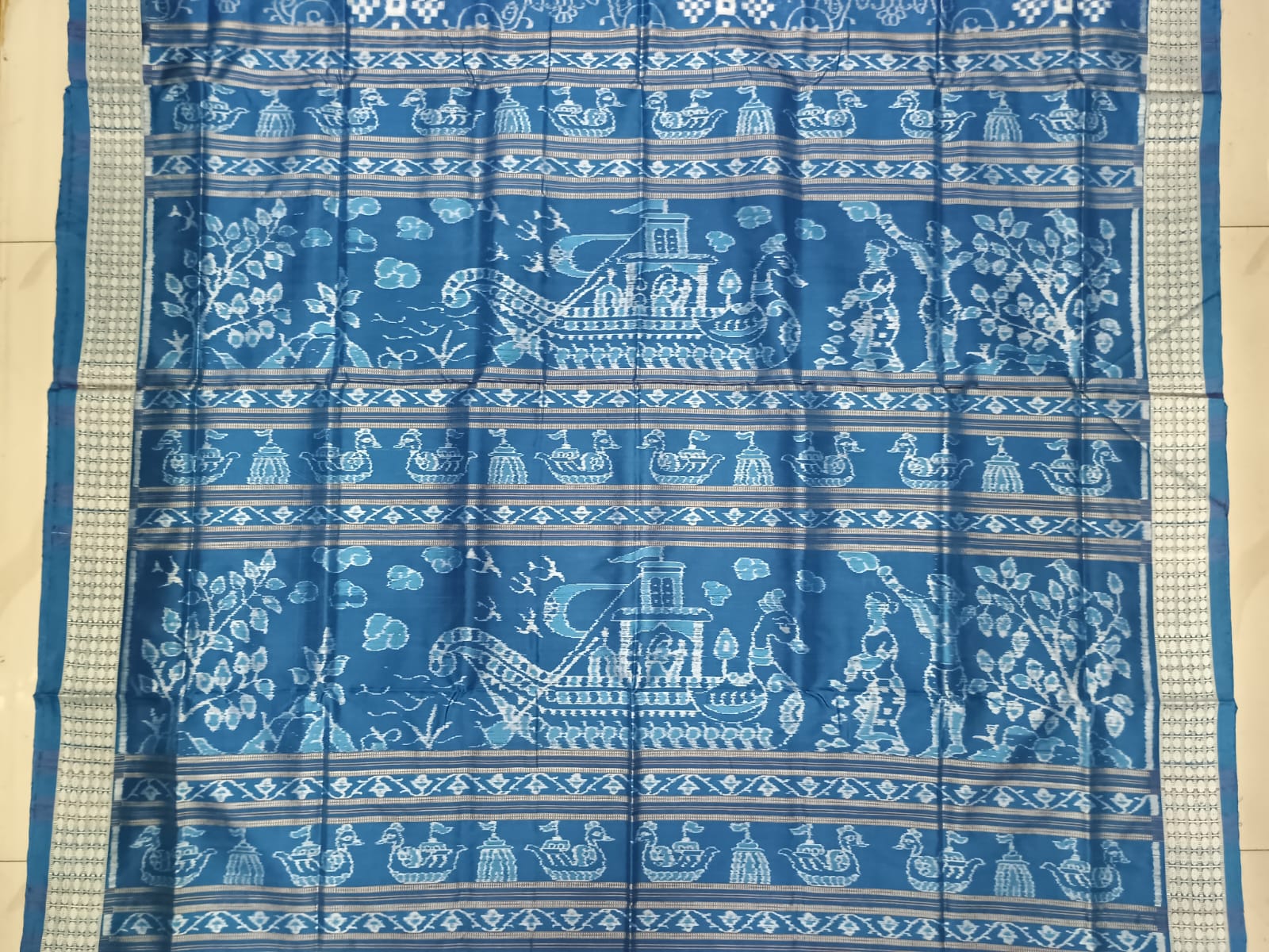 Indigo Blue Pasapali And Tribal Design Sambalpuri Silk Saree