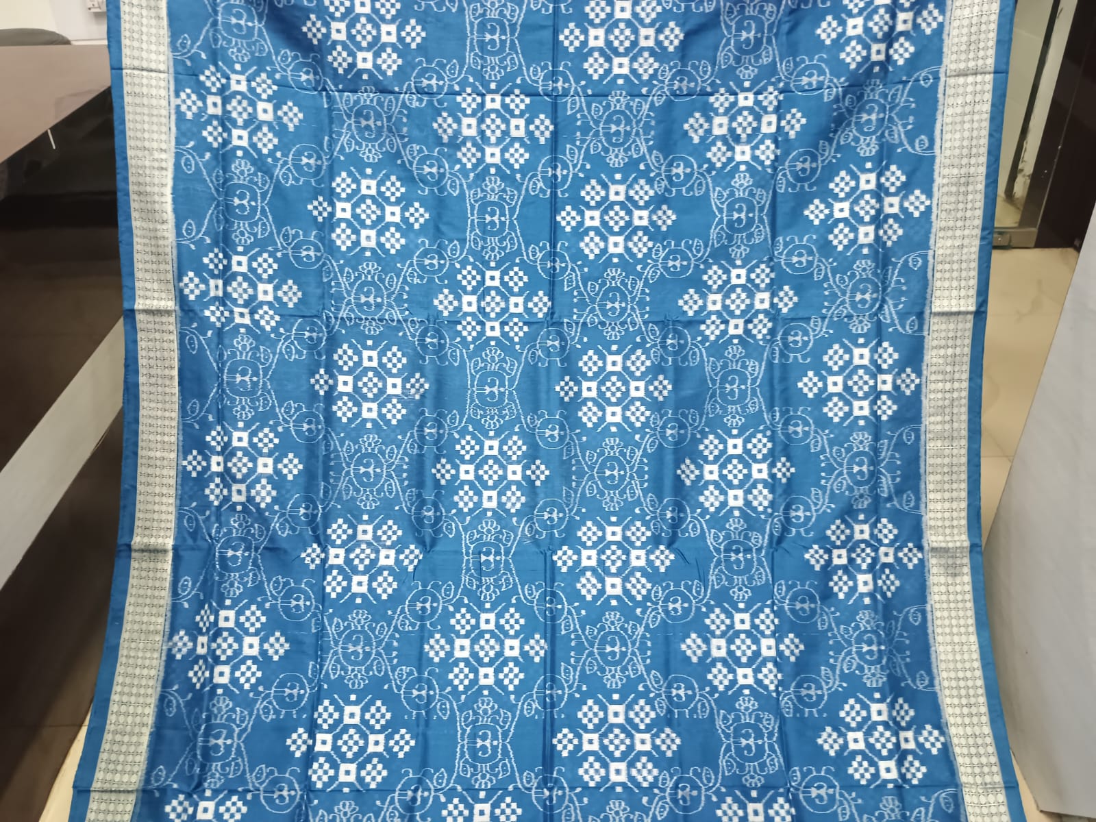 Indigo Blue Pasapali And Tribal Design Sambalpuri Silk Saree