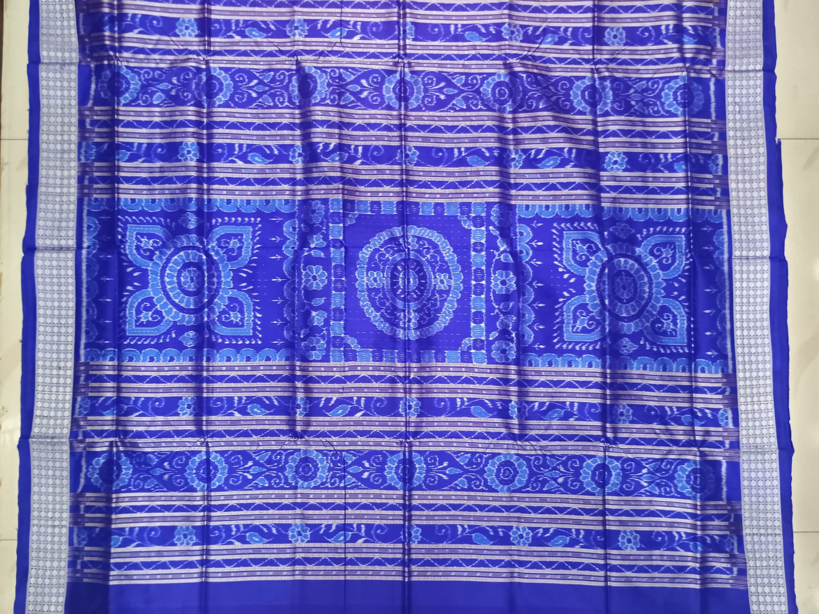 Orange Blue Pasapali And Animal Design Sambalpuri Silk Saree