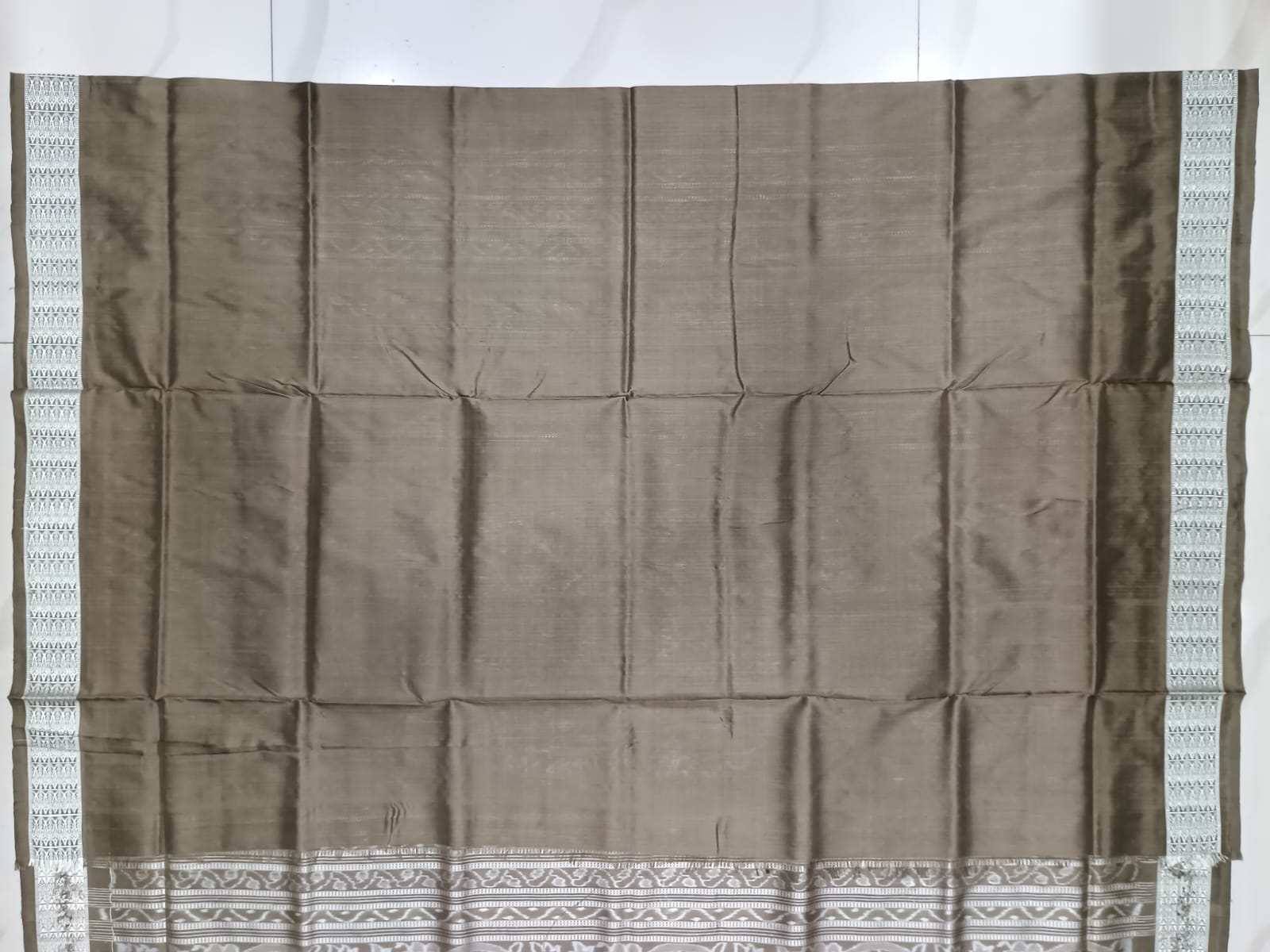 Blue Grey Pasapali And Flower Design Sambalpuri Silk Saree