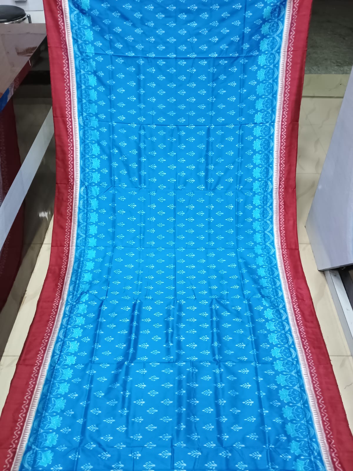 Copper Sulphate Maroon Flower Ek Chandia Sambalpuri Silk Saree