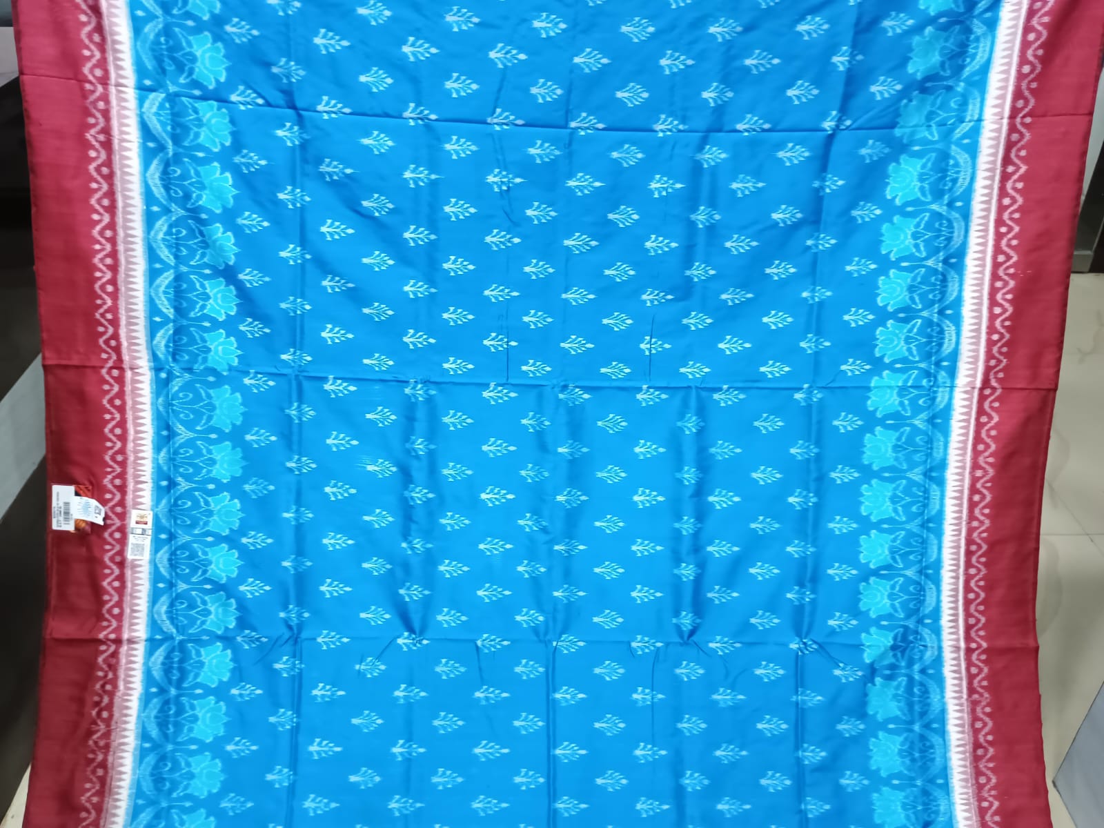 Copper Sulphate Maroon Flower Ek Chandia Sambalpuri Silk Saree