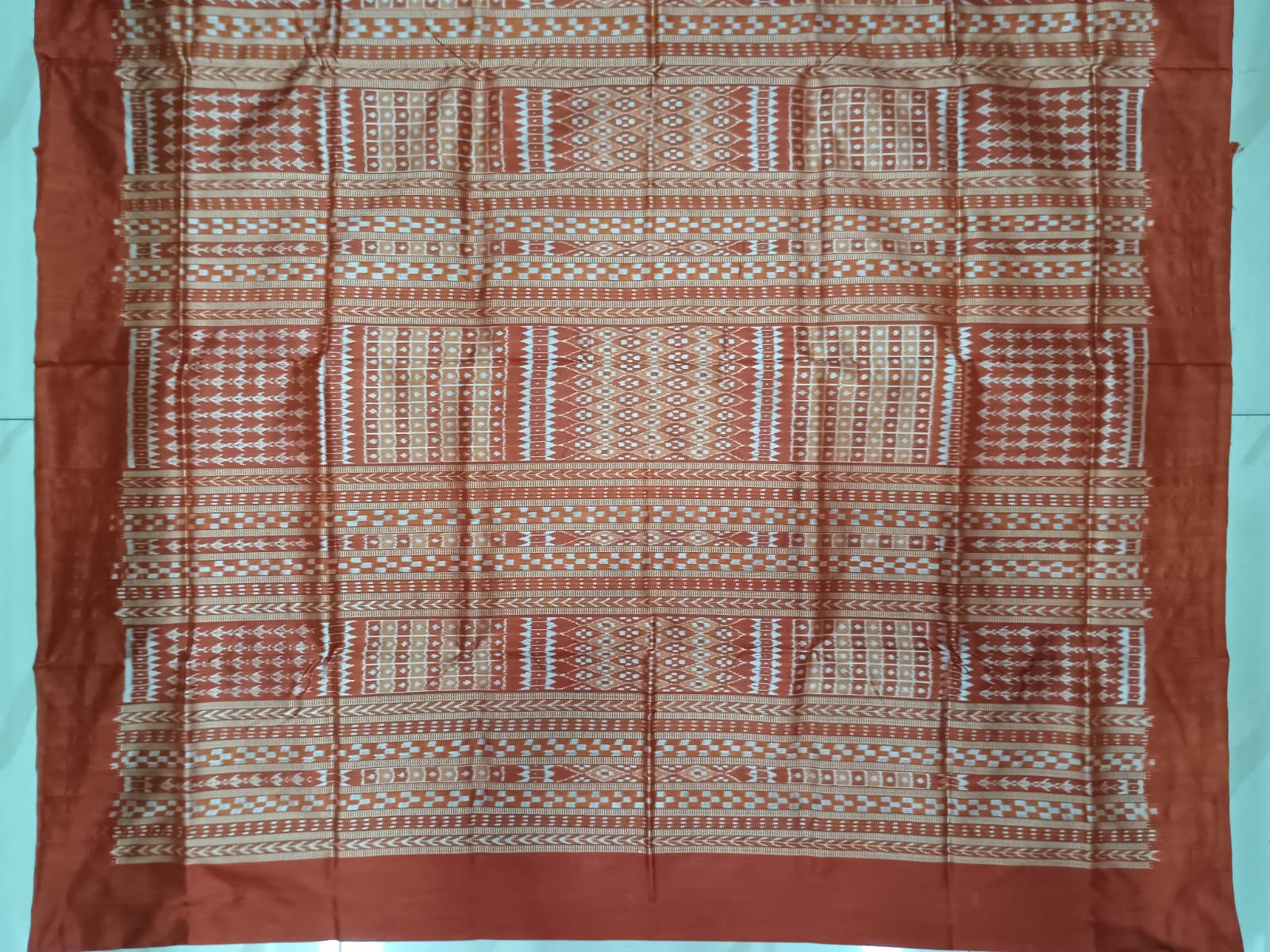 Light Green Red Flower Ek Chandia Sambalpuri Silk Saree