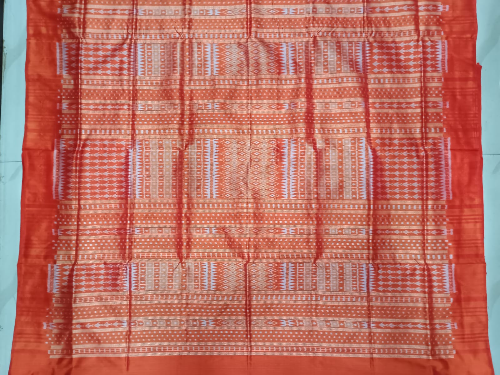 Green Red Tribal Ek Chandia Sambalpuri Silk Saree