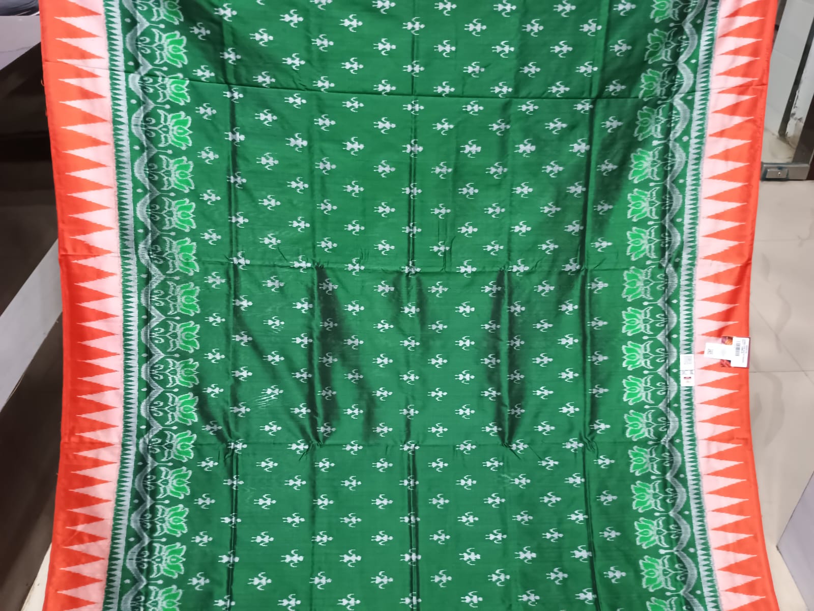 Green Red Tribal Ek Chandia Sambalpuri Silk Saree