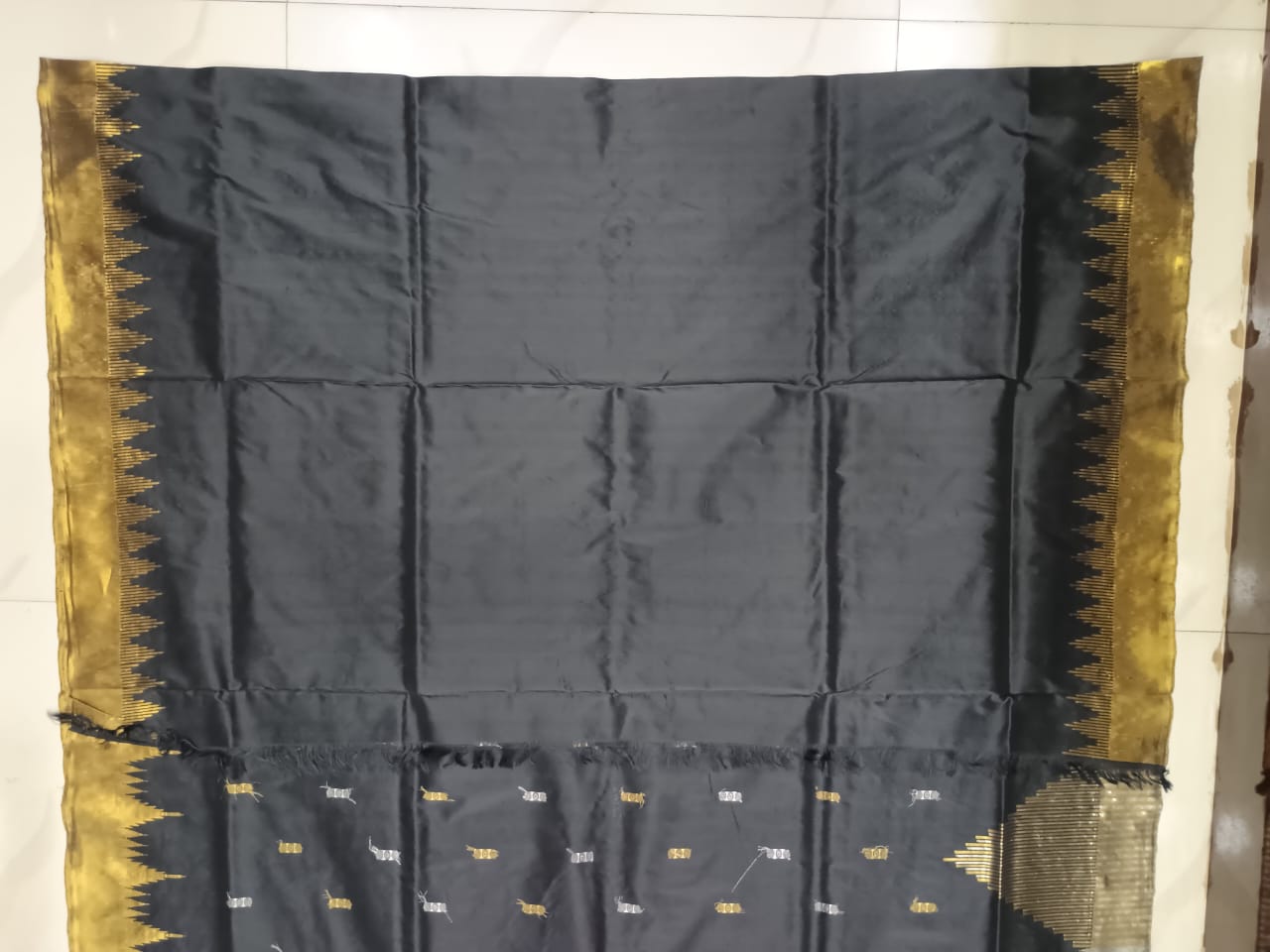 Black Golden Body Buti Half Tissue Silk Saree