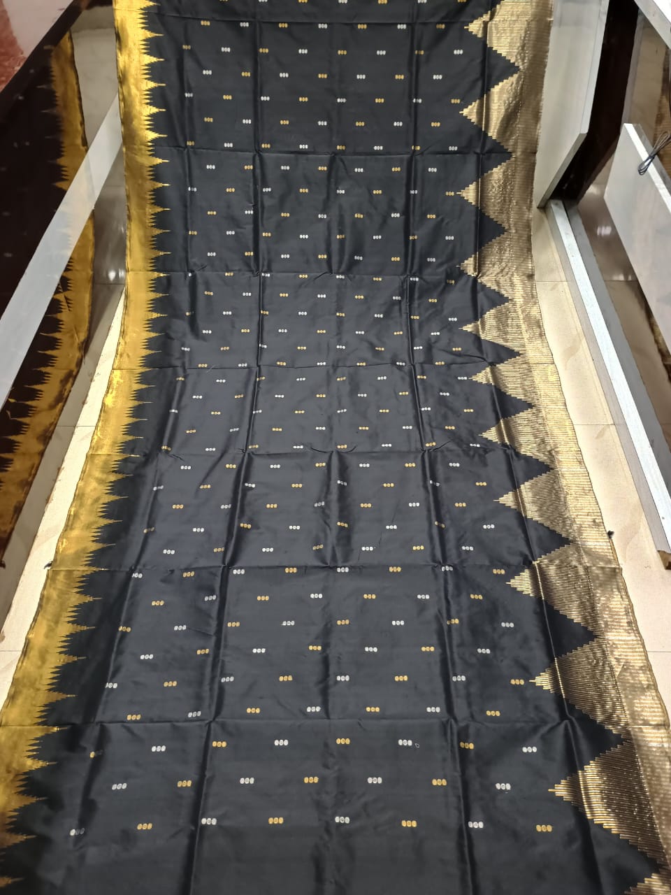 Black Golden Body Buti Half Tissue Silk Saree